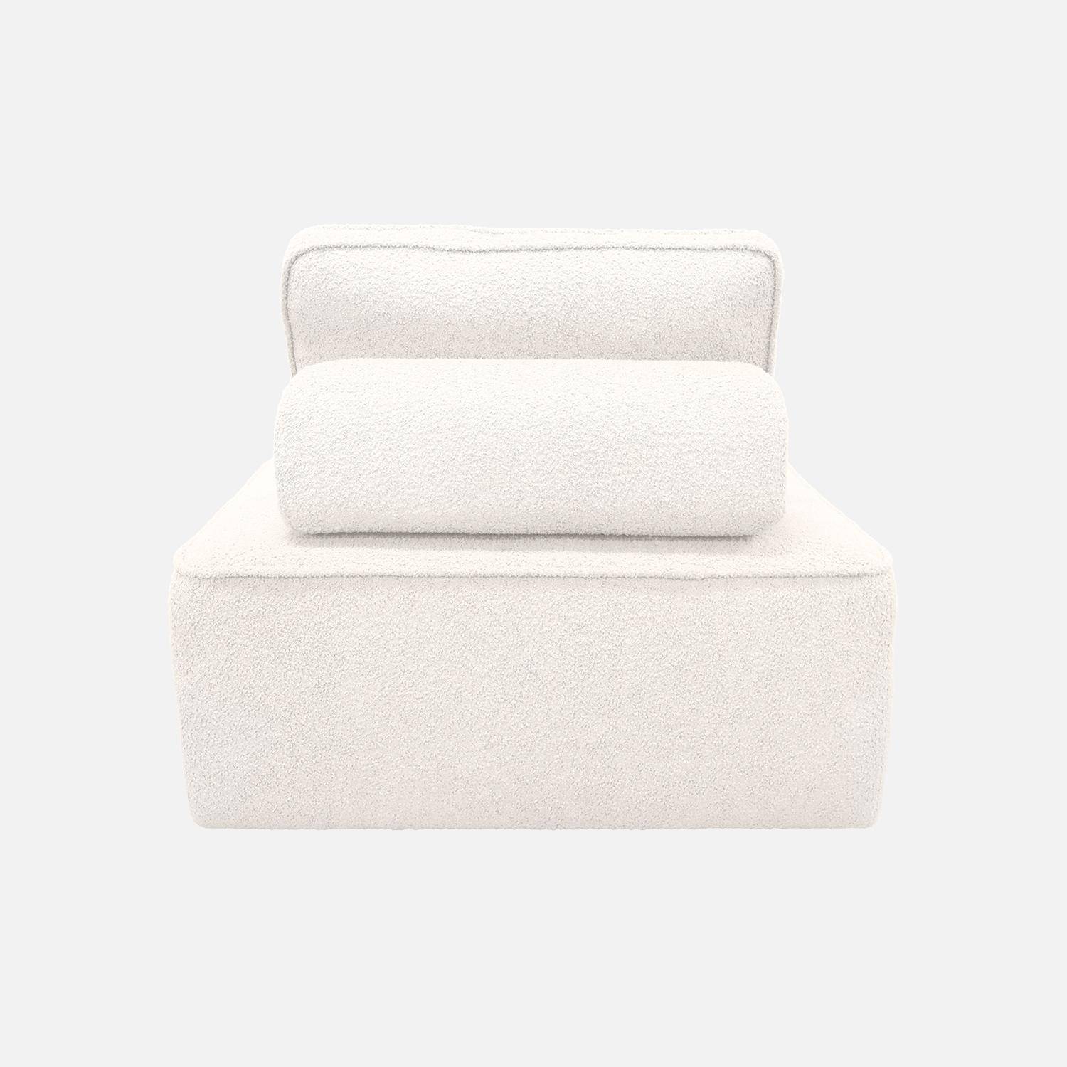 Chauffeuse pour canapé modulable tissu bouclette crème 1 place Bao, L 90 x P 90 x H 74cm Photo3