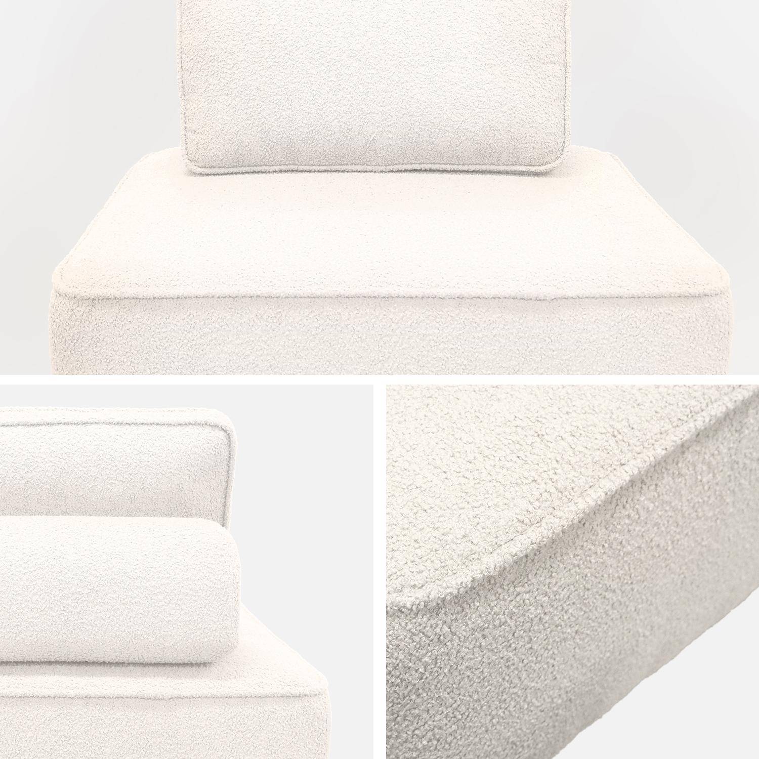 Chauffeuse pour canapé modulable tissu bouclette crème 1 place Bao, L 90 x P 90 x H 74cm Photo5