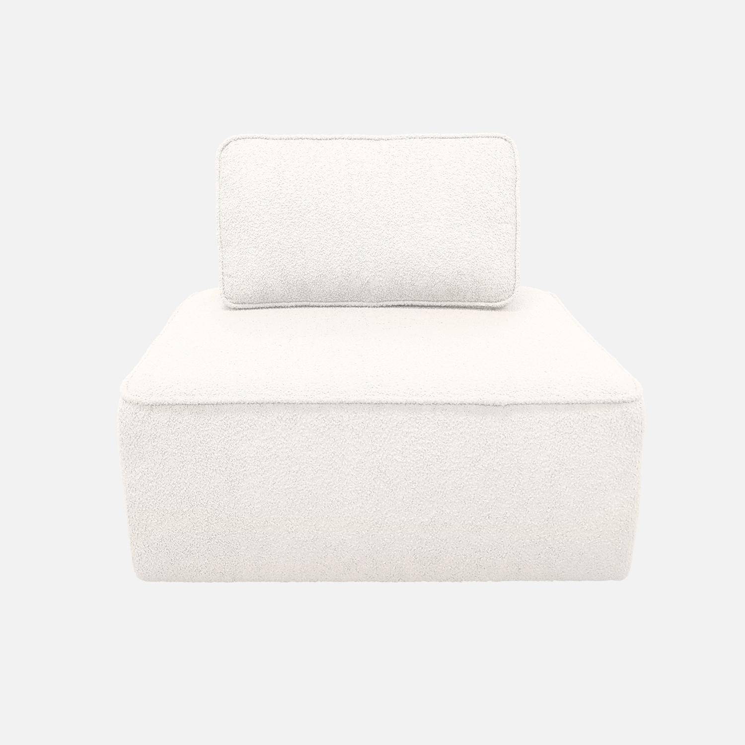 Chauffeuse pour canapé modulable tissu bouclette crème 1 place Bao, L 90 x P 90 x H 74cm Photo2