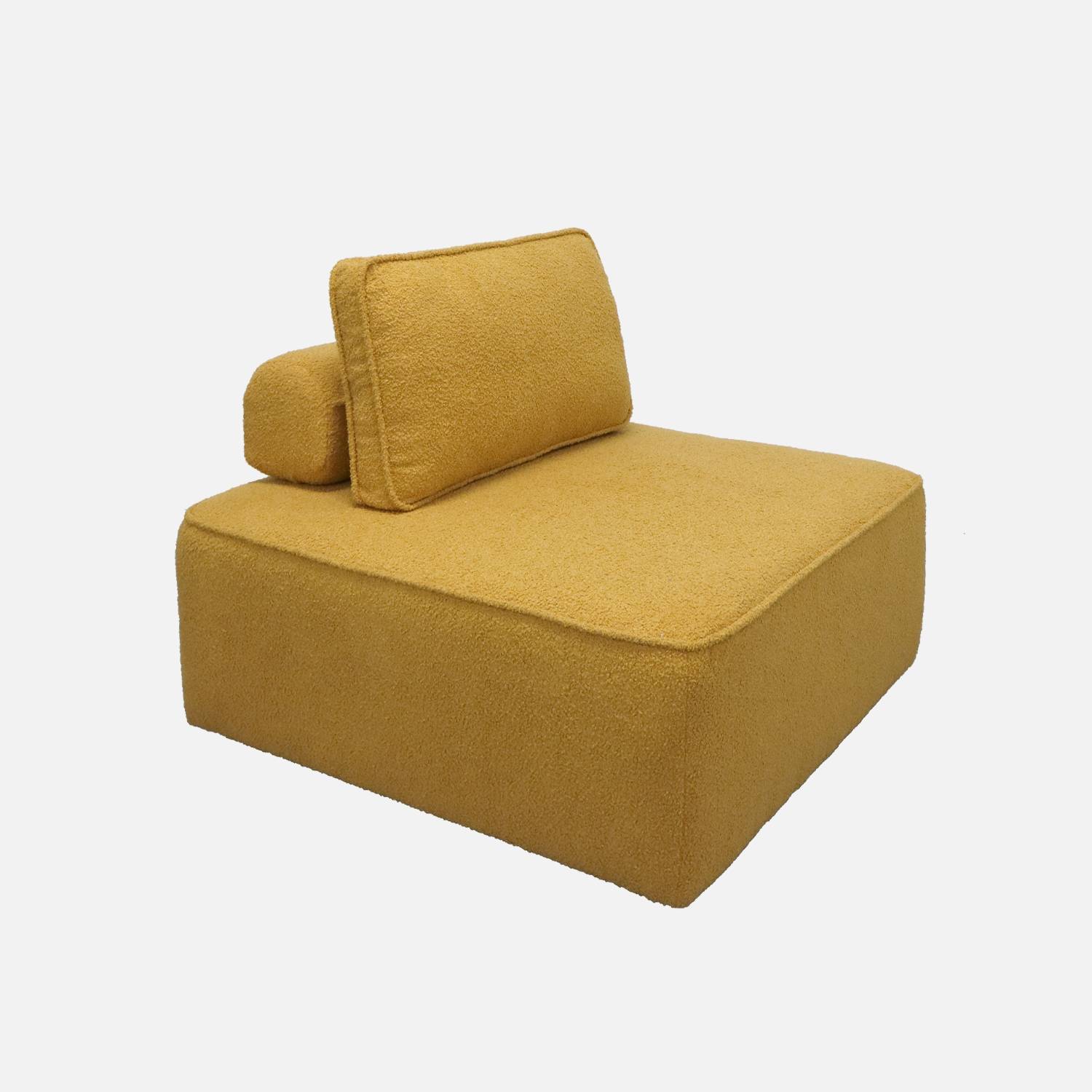 Chauffeuse modulable tissu bouclette 1 place moutarde