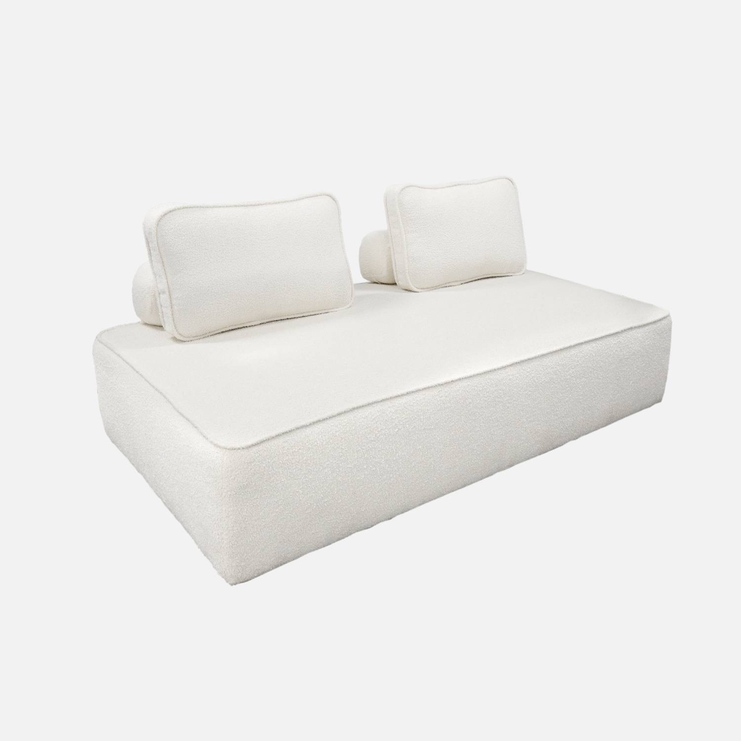 Chauffeuse modulable tissu bouclette crème 2 places