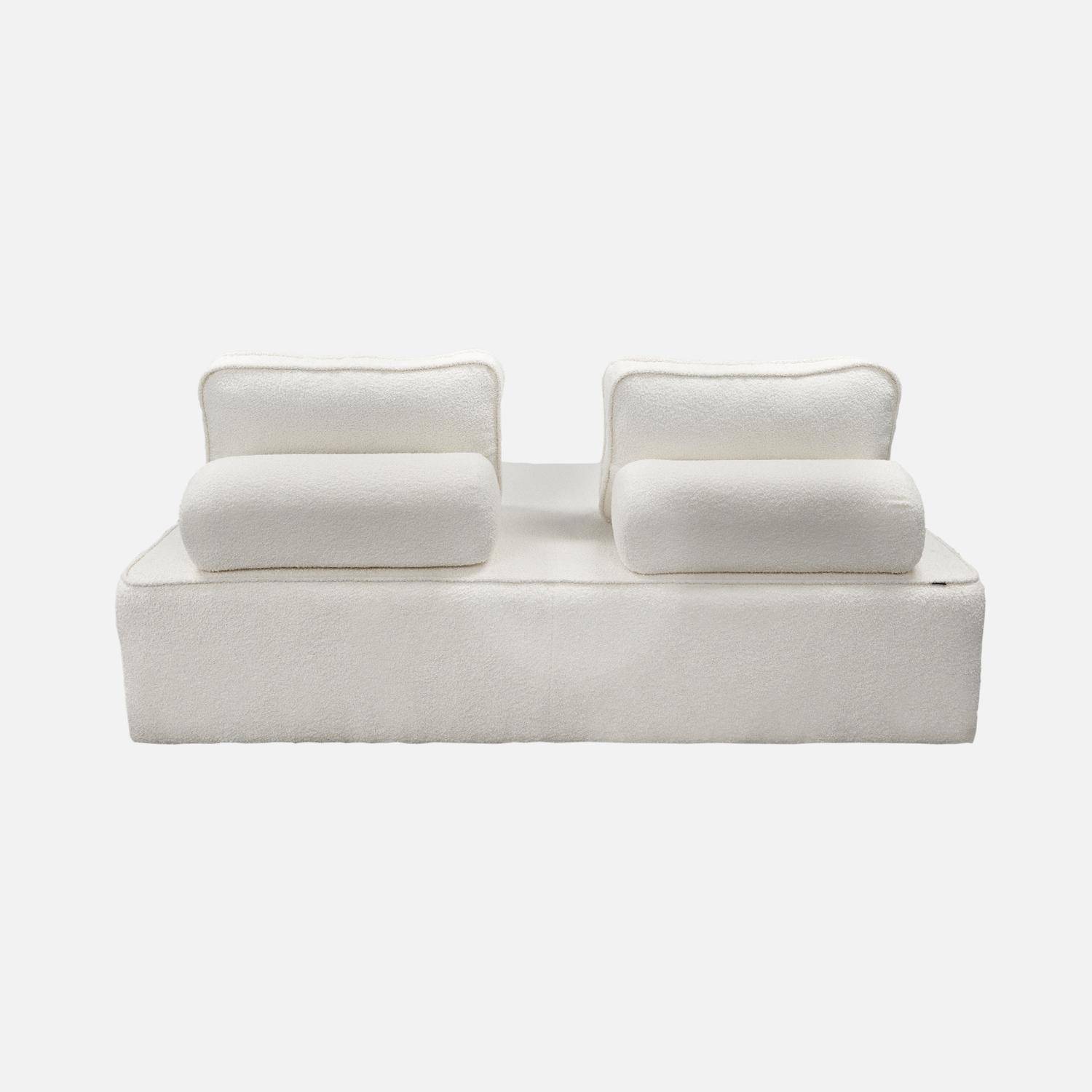 Chauffeuse pour canapé modulable tissu bouclette crème 2 places Bao, L 180 x P 90 x H 74cm Photo2