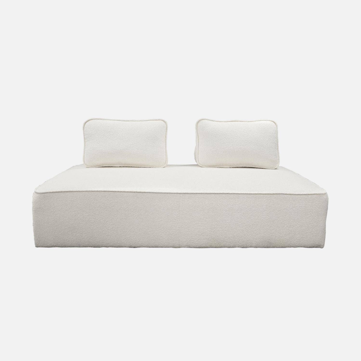Chauffeuse pour canapé modulable tissu bouclette crème 2 places Bao, L 180 x P 90 x H 74cm Photo4