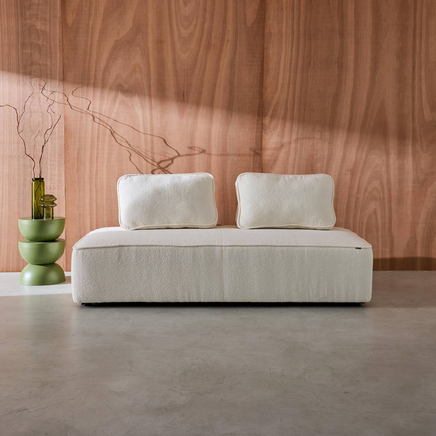 Fauteuil boucléstof 2-zits crème L 180 x D 90 x H 74cm - Bao Photo1 Fauteuil boucléstof 2-zits crème L 180 x D 90 x H 74cm - Bao Photo1