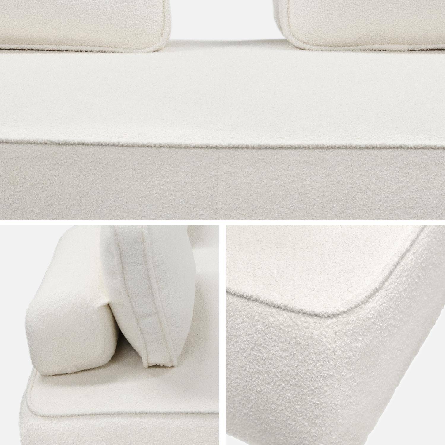 Chauffeuse pour canapé modulable tissu bouclette crème 2 places Bao, L 180 x P 90 x H 74cm Photo3