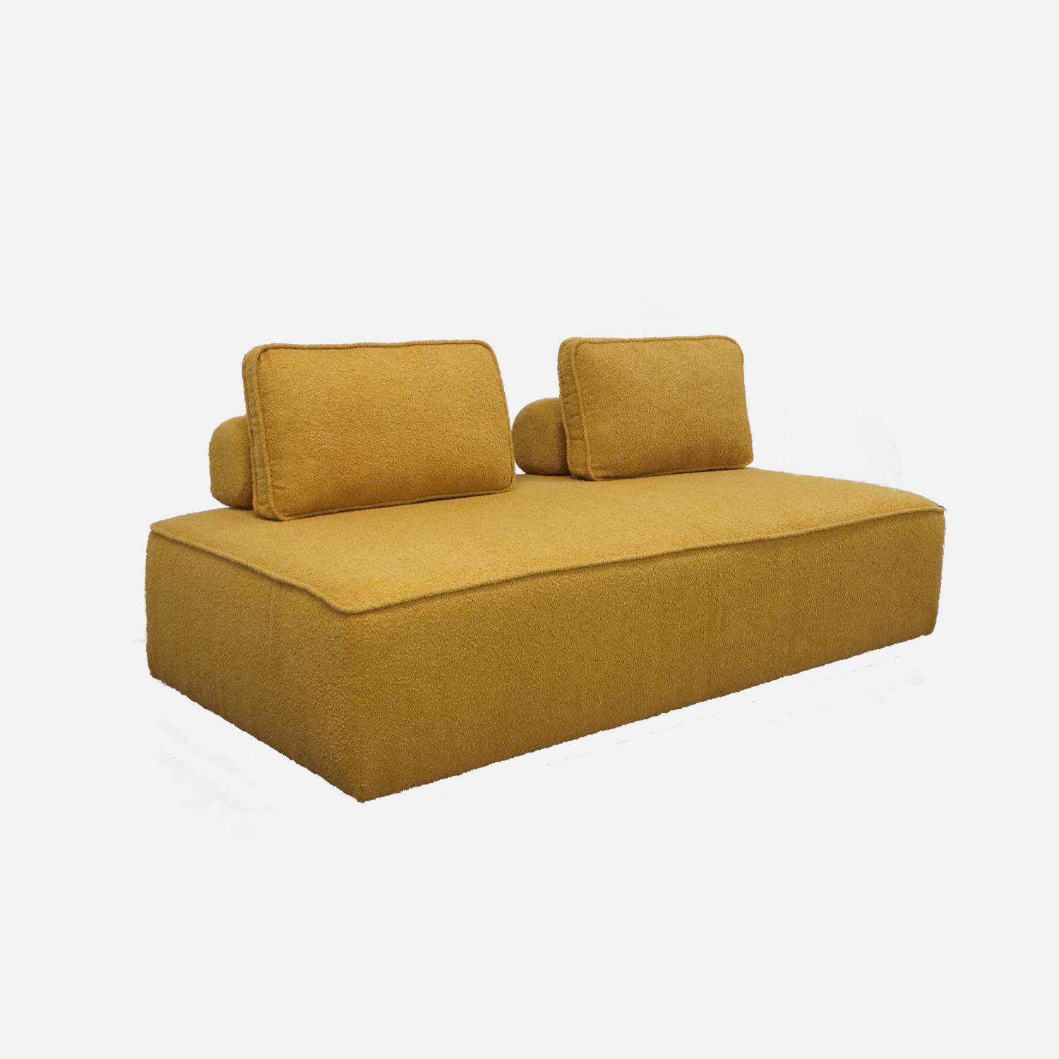 Chauffeuse modulable tissu bouclette moutarde 2 places
