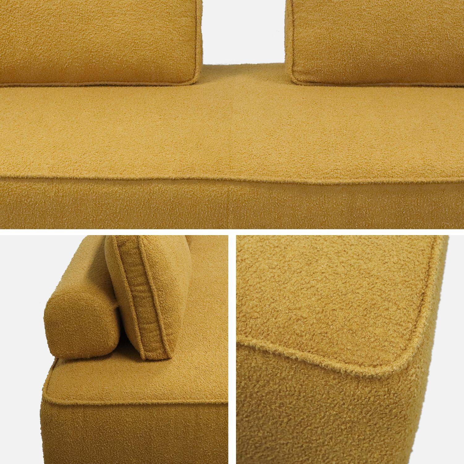 Chauffeuse pour canapé modulable tissu bouclette moutarde 2 places Bao, L 180 x P 90 x H 74cm Photo4