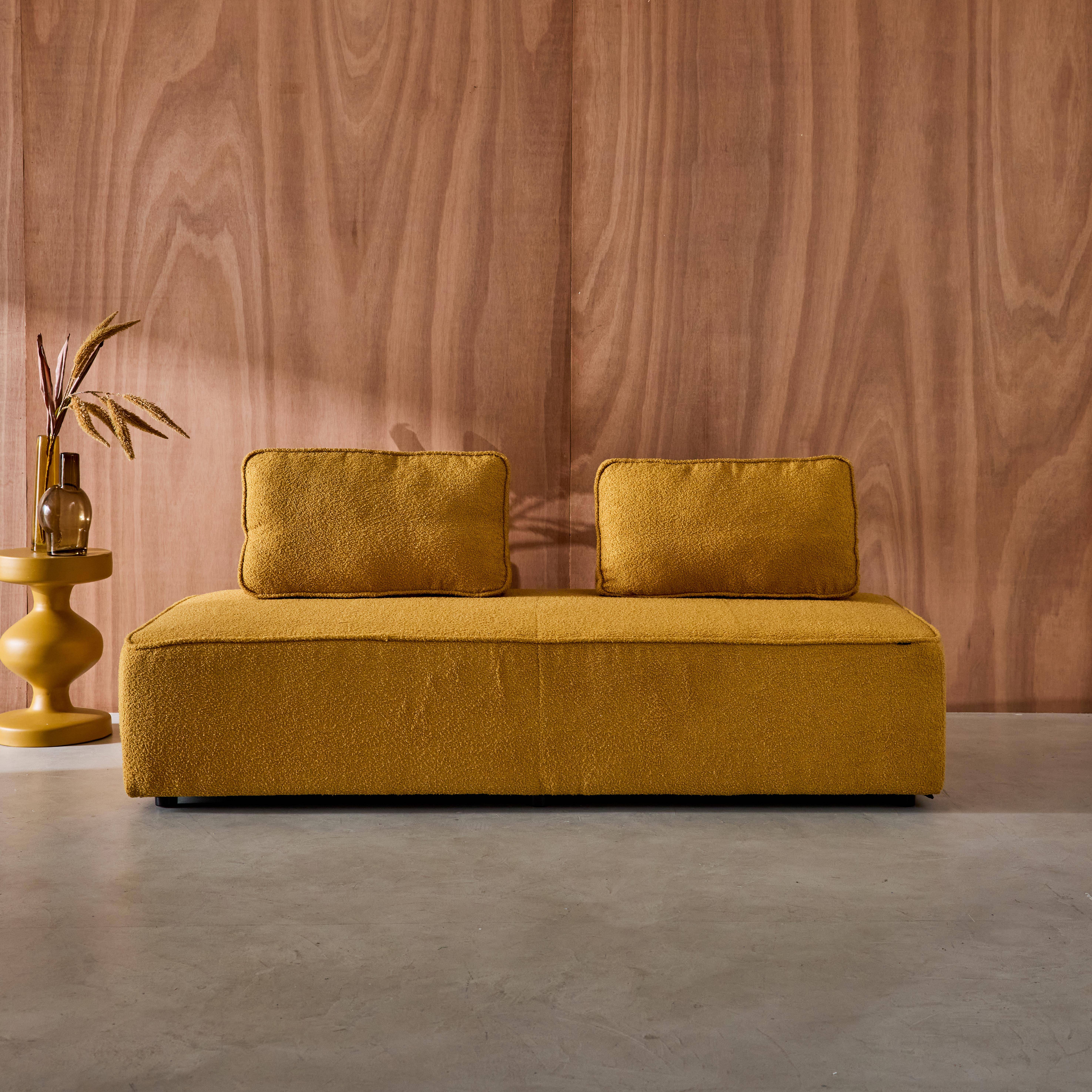 Fauteuil boucléstof 2-zits mosterd L 180 x D 90 x H 74cm - Bao,sweeek,Photo1