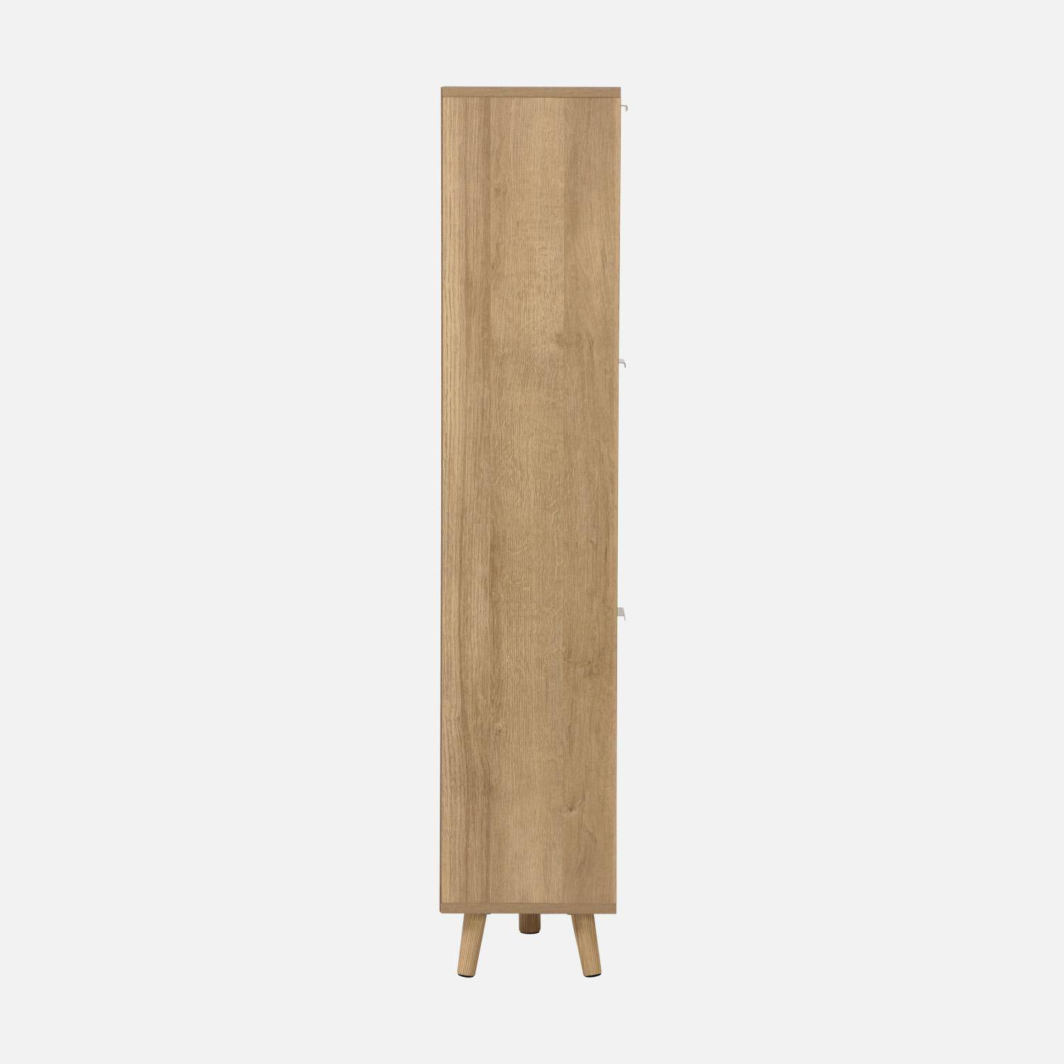 Mobile portascarpe decorazione legno e impagliatura 3 cassetti, Eva, Marrone naturale, 75x26x131 cm,sweeek,Photo5