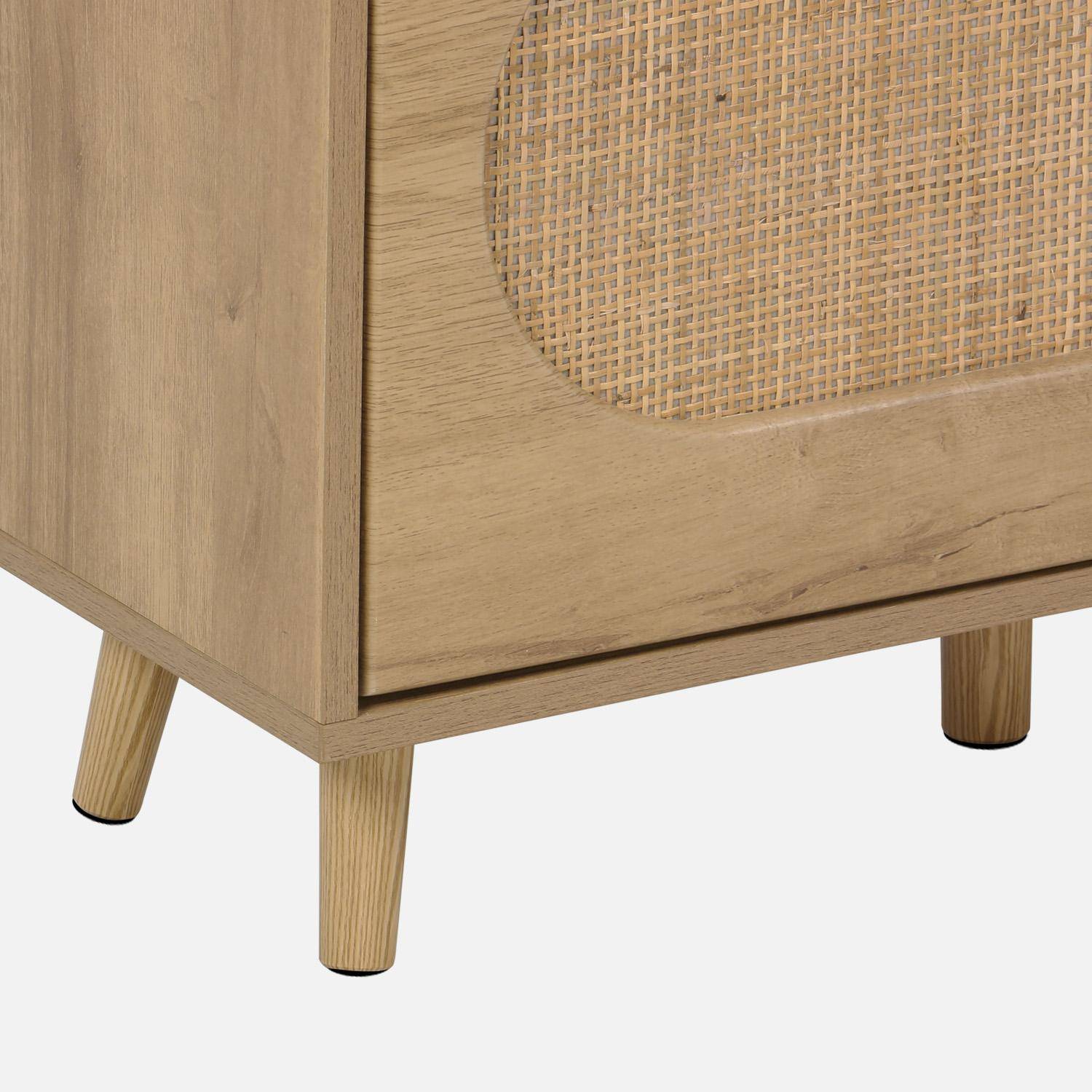 Mobile portascarpe decorazione legno e impagliatura 3 cassetti, Eva, Marrone naturale, 75x26x131 cm,sweeek,Photo6