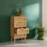 Dressoir ladekast houtlook en vlechtwerk 4 lades natuurlijk, handgreep in goudkleurig metaal - L 48 x B 39,5 x H 96 cm - Eva Photo2 Dressoir ladekast houtlook en vlechtwerk 4 lades natuurlijk, handgreep in goudkleurig metaal - L 48 x B 39,5 x H 96 cm - Eva Photo2