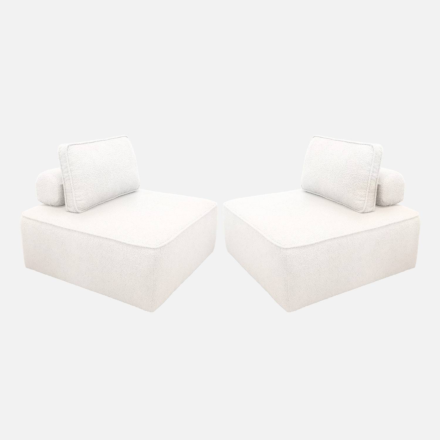 Sillón para sofá modular borreguito 1 plaza, set de 2, Crema