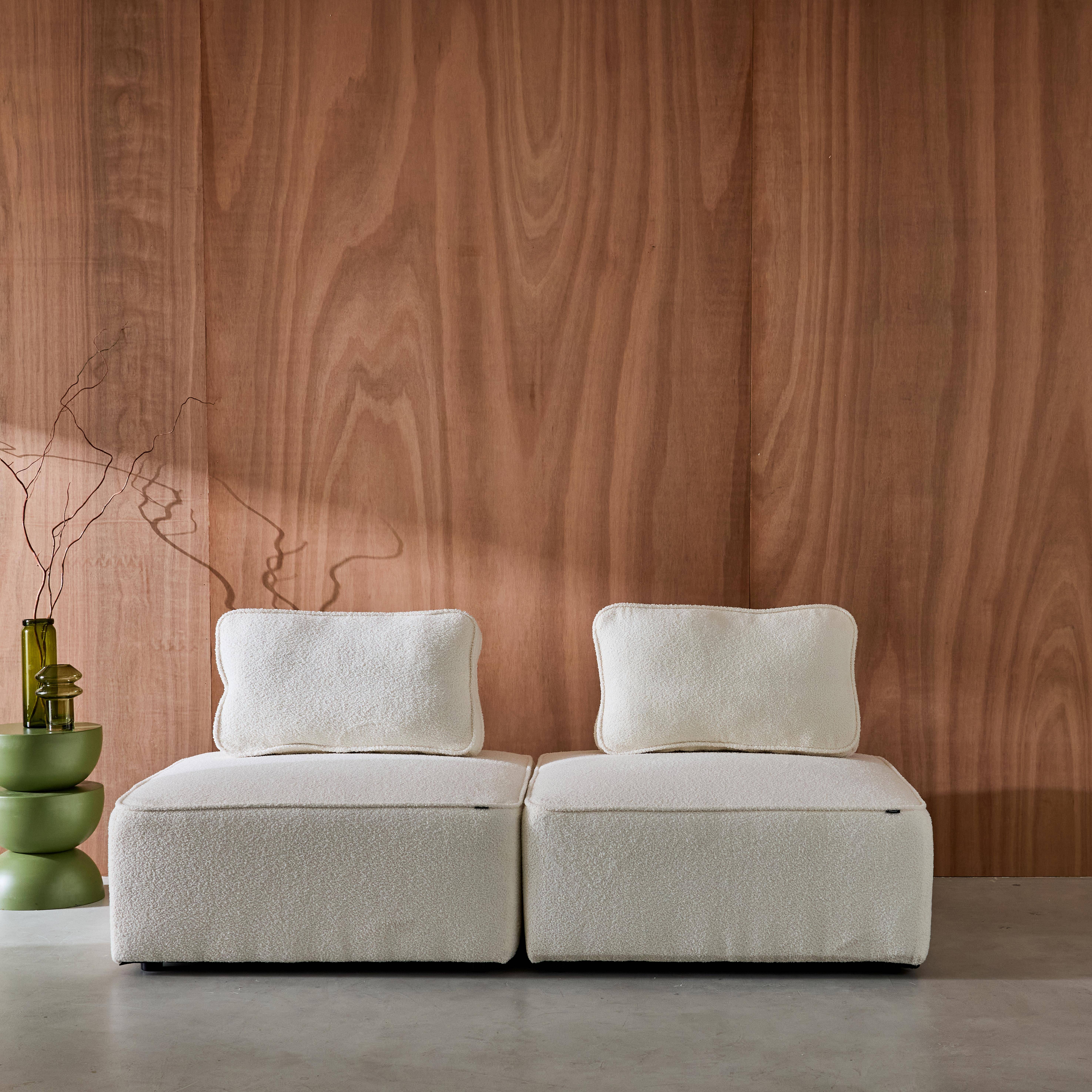 Sofá modular em tecido boucle de 2 lugares, Bao, Creme, 90x90x74 cm Photo2