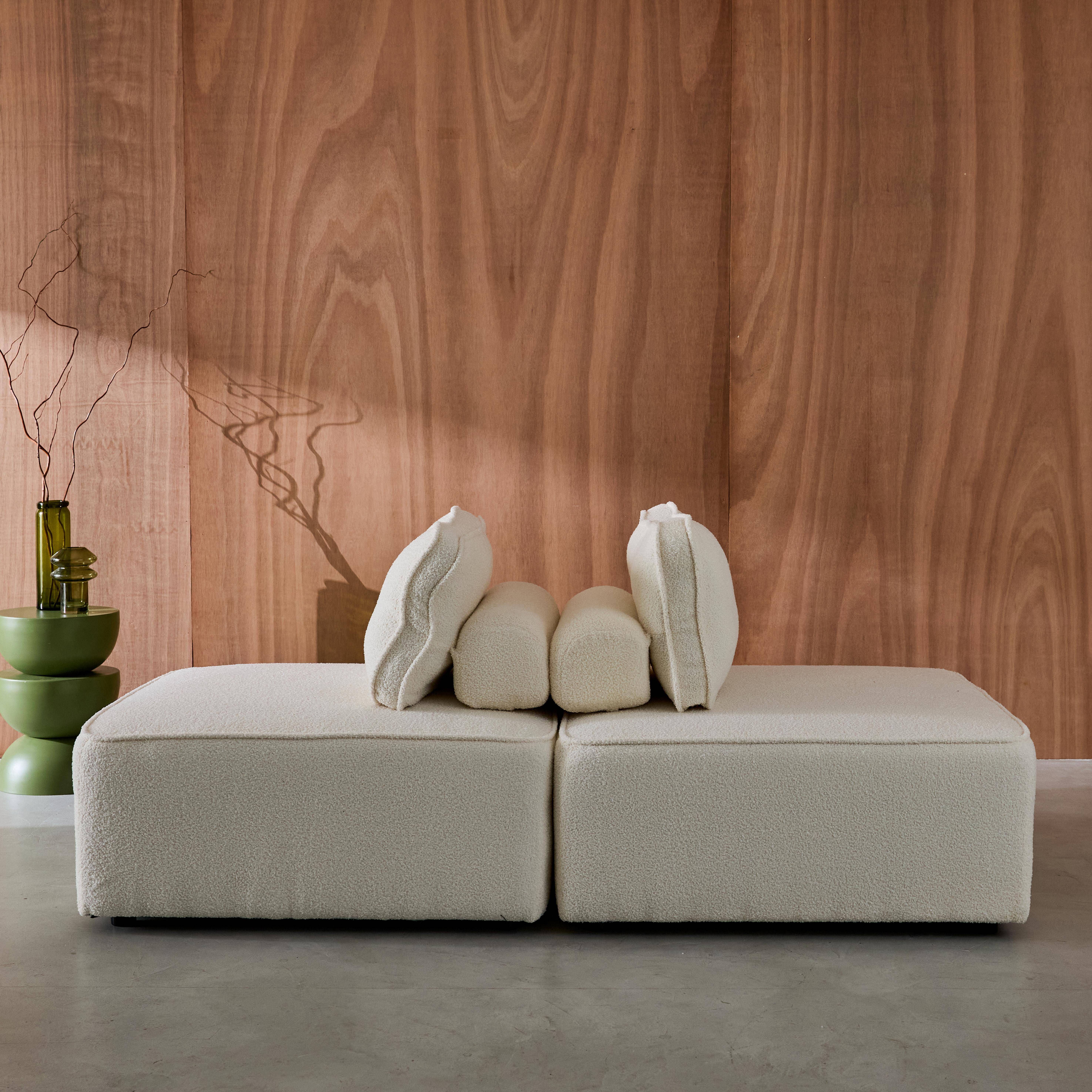 Sofá modular em tecido boucle de 2 lugares, Bao, Creme, 90x90x74 cm Photo4