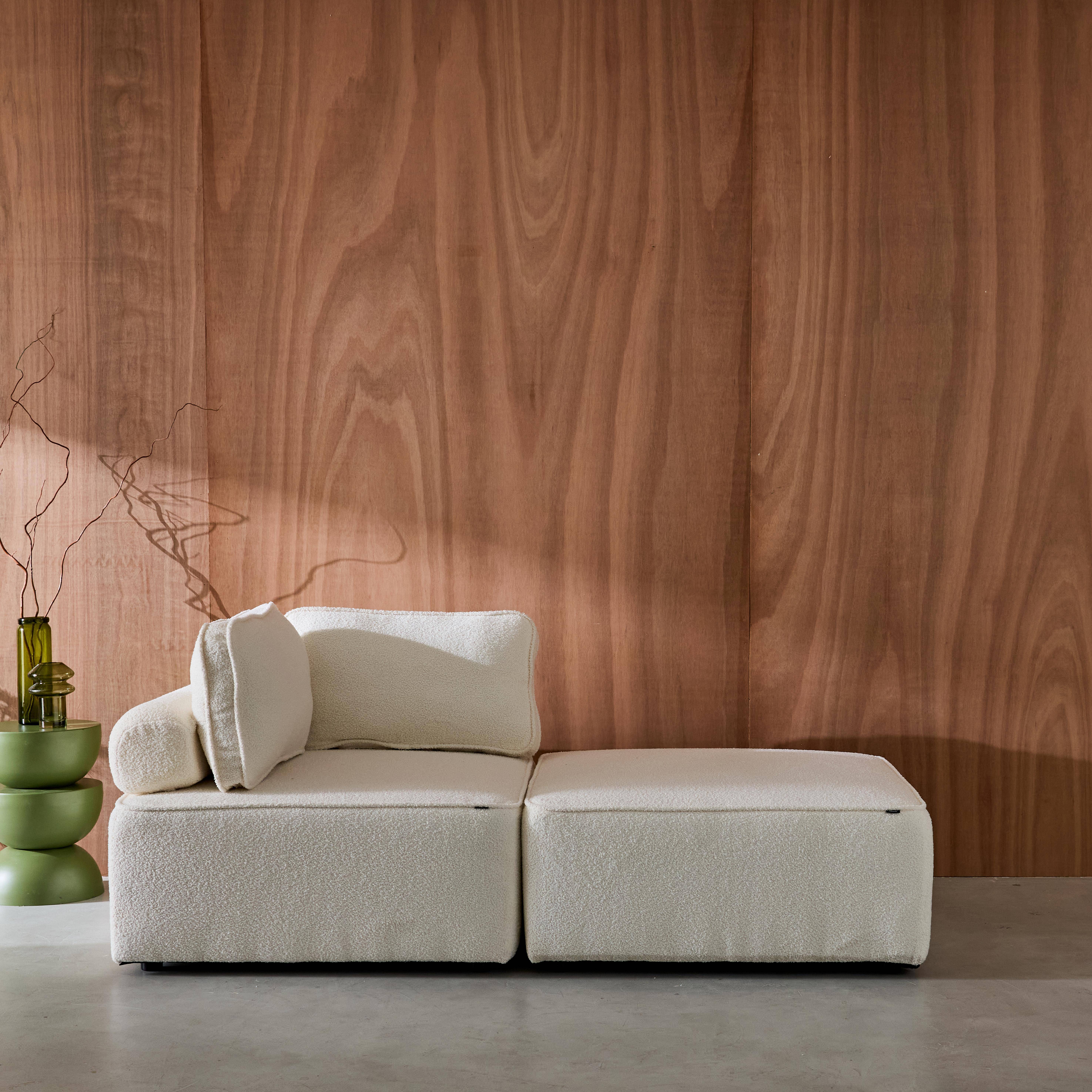 Sofá modular em tecido boucle de 2 lugares, Bao, Creme, 90x90x74 cm,sweeek,Photo1
