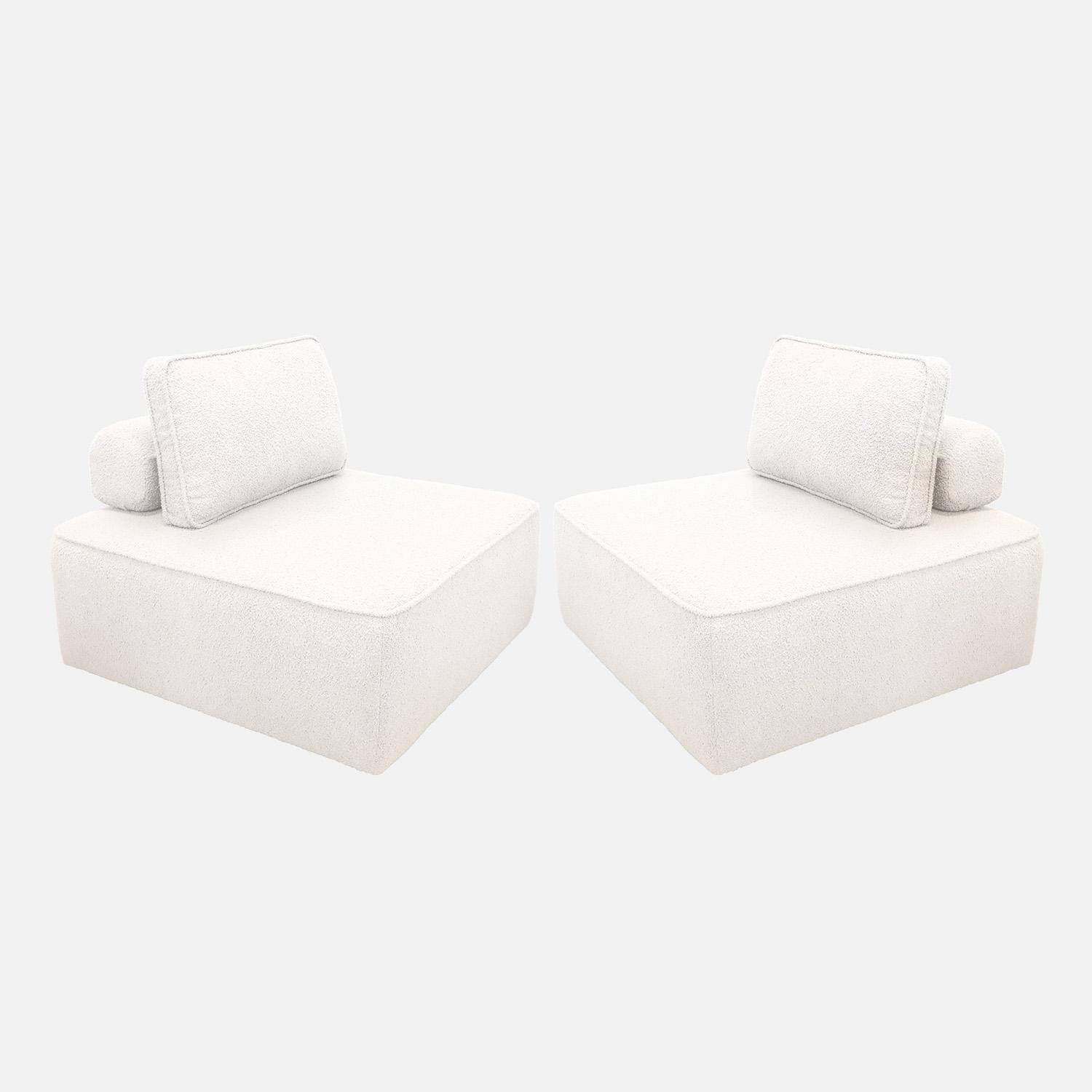 Sillón para sofá modular borreguito 1 plaza, set de 2, Bao, Crema, 90x90x74 cm Photo1