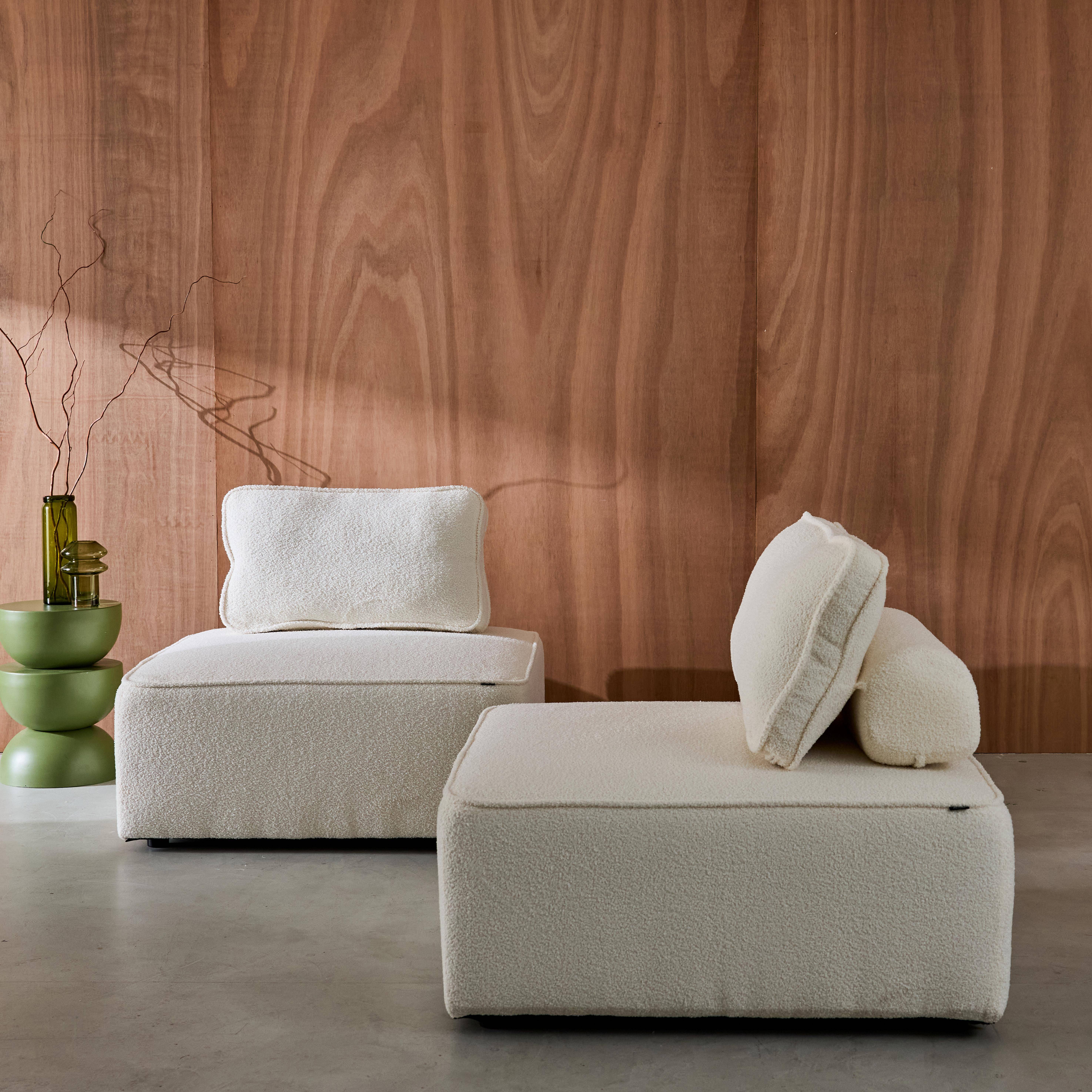 Sofá modular em tecido boucle de 2 lugares, Bao, Creme, 90x90x74 cm Photo3