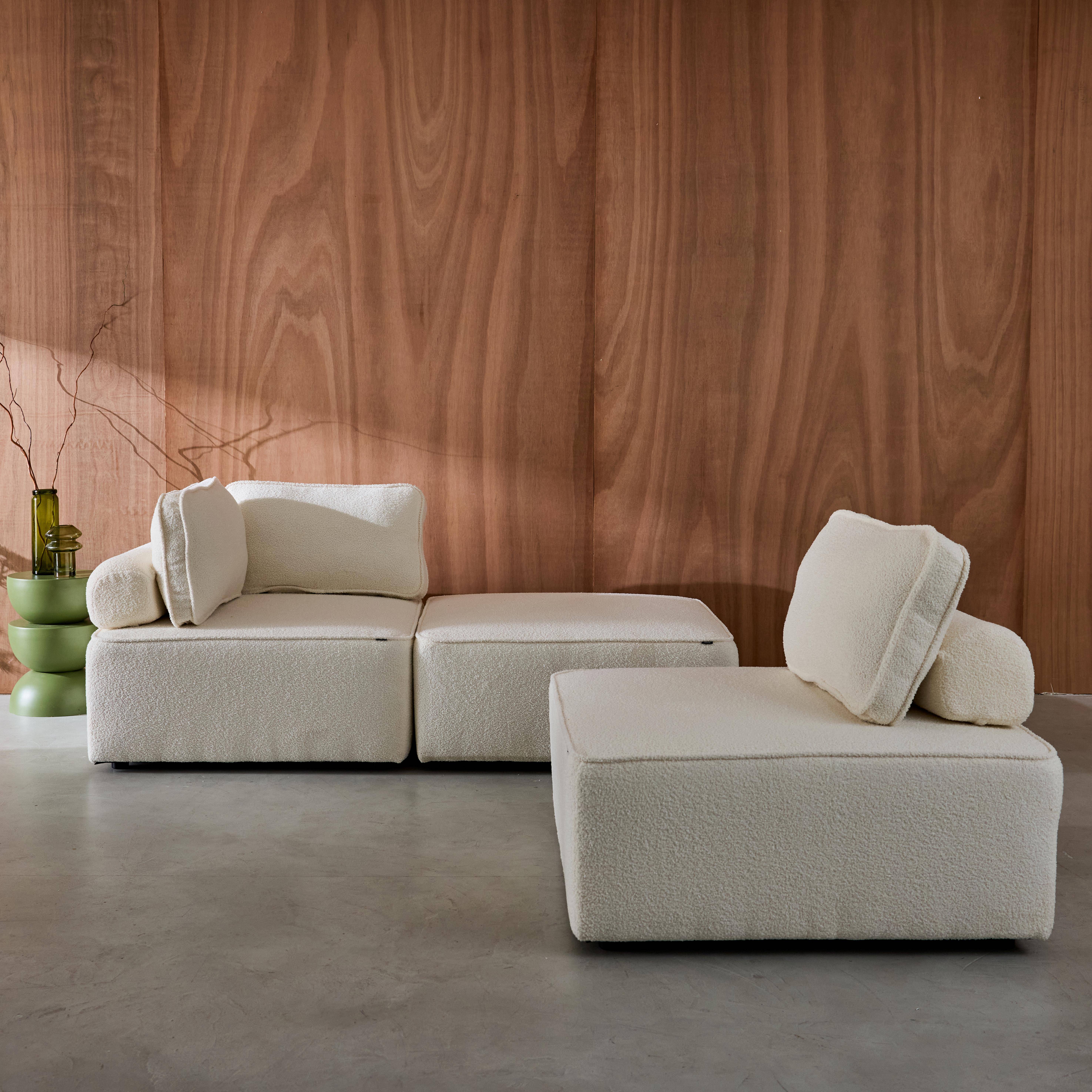 Sofá modular em tecido boucle de 3 lugares, Bao, Creme, 90x90x74 cm,sweeek,Photo4