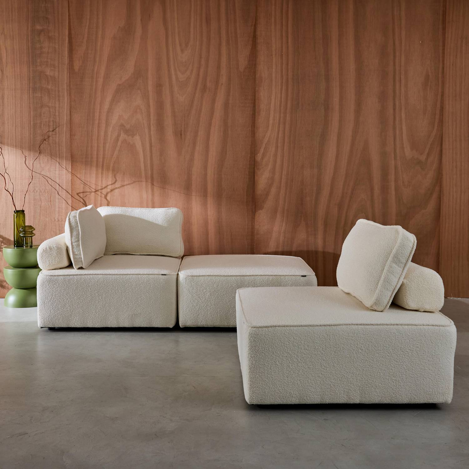 Sofá modular em tecido boucle de 3 lugares, Bao, Creme, 90x90x74 cm Photo4 Sofá modular em tecido boucle de 3 lugares, Bao, Creme, 90x90x74 cm Photo4