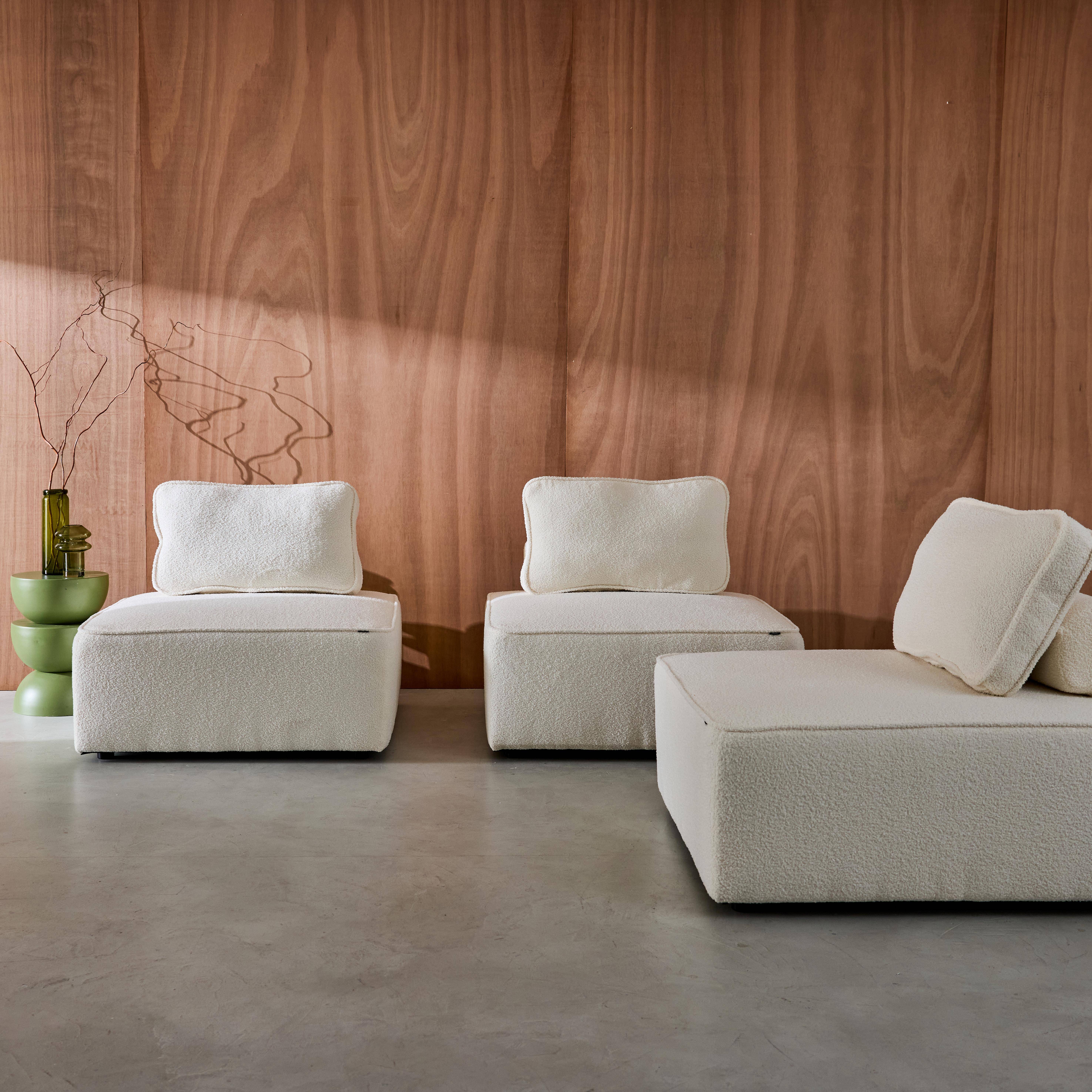 Sofá modular em tecido boucle de 3 lugares, Bao, Creme, 90x90x74 cm,sweeek,Photo2