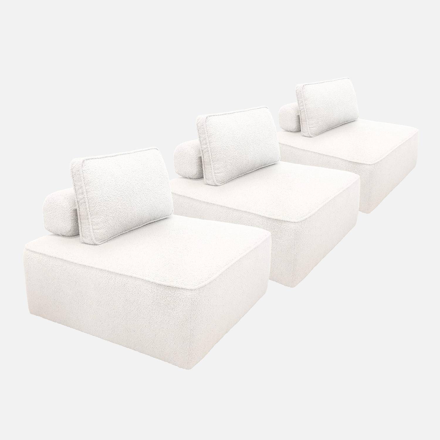 Sofá modular em tecido boucle de 3 lugares, Bao, Creme, 90x90x74 cm,sweeek,Photo5