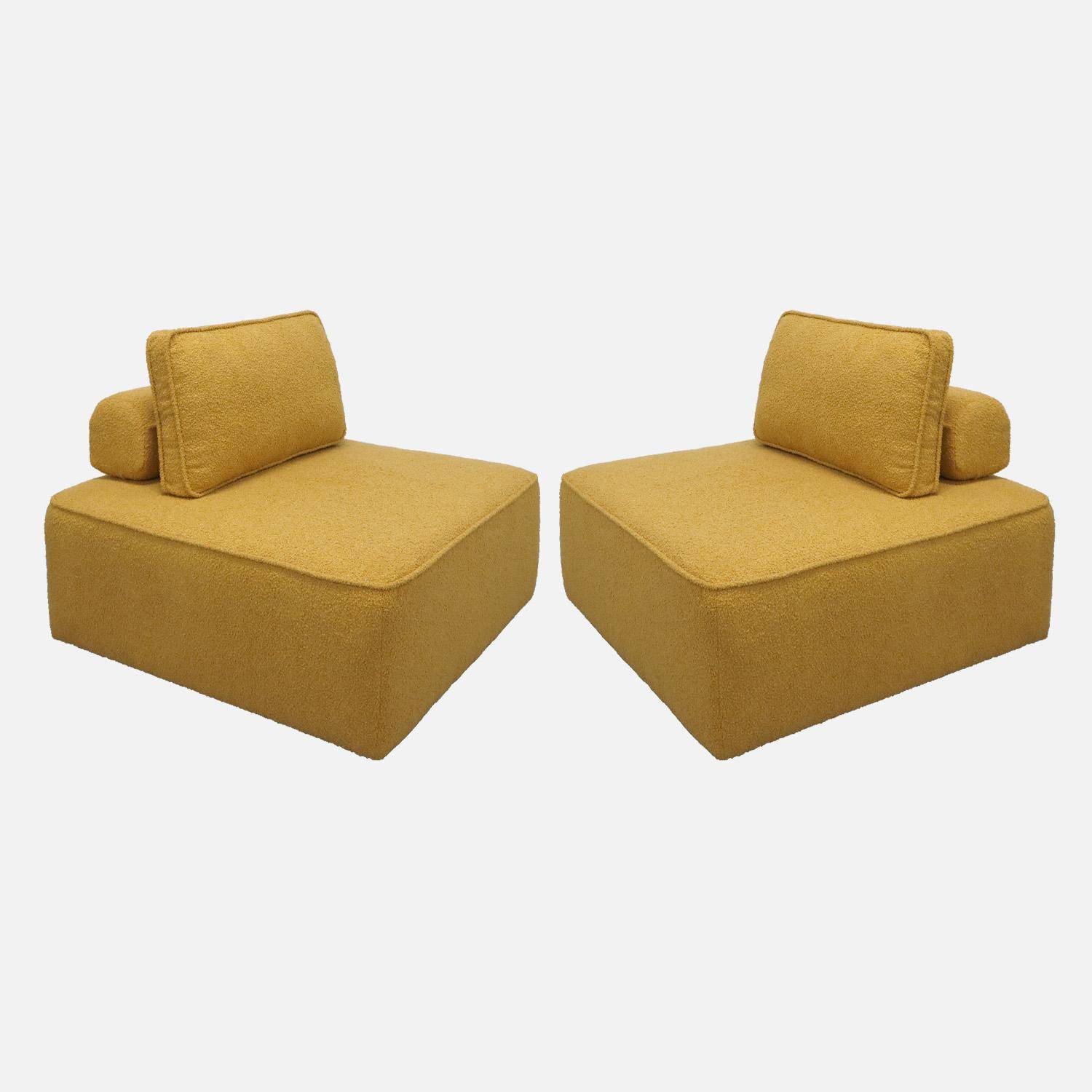 Sillón para sofá modular borreguito 1 plaza, set de 2, Bao, Mostaza, 90x90x74 cm,sweeek,Photo1