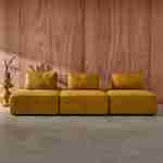 Lot de 3 chauffeuses pour canapé modulable tissu bouclette moutarde 1 place Bao, L 90 x P 90 x H 74cm Photo2 Lot de 3 chauffeuses pour canapé modulable tissu bouclette moutarde 1 place Bao, L 90 x P 90 x H 74cm Photo2