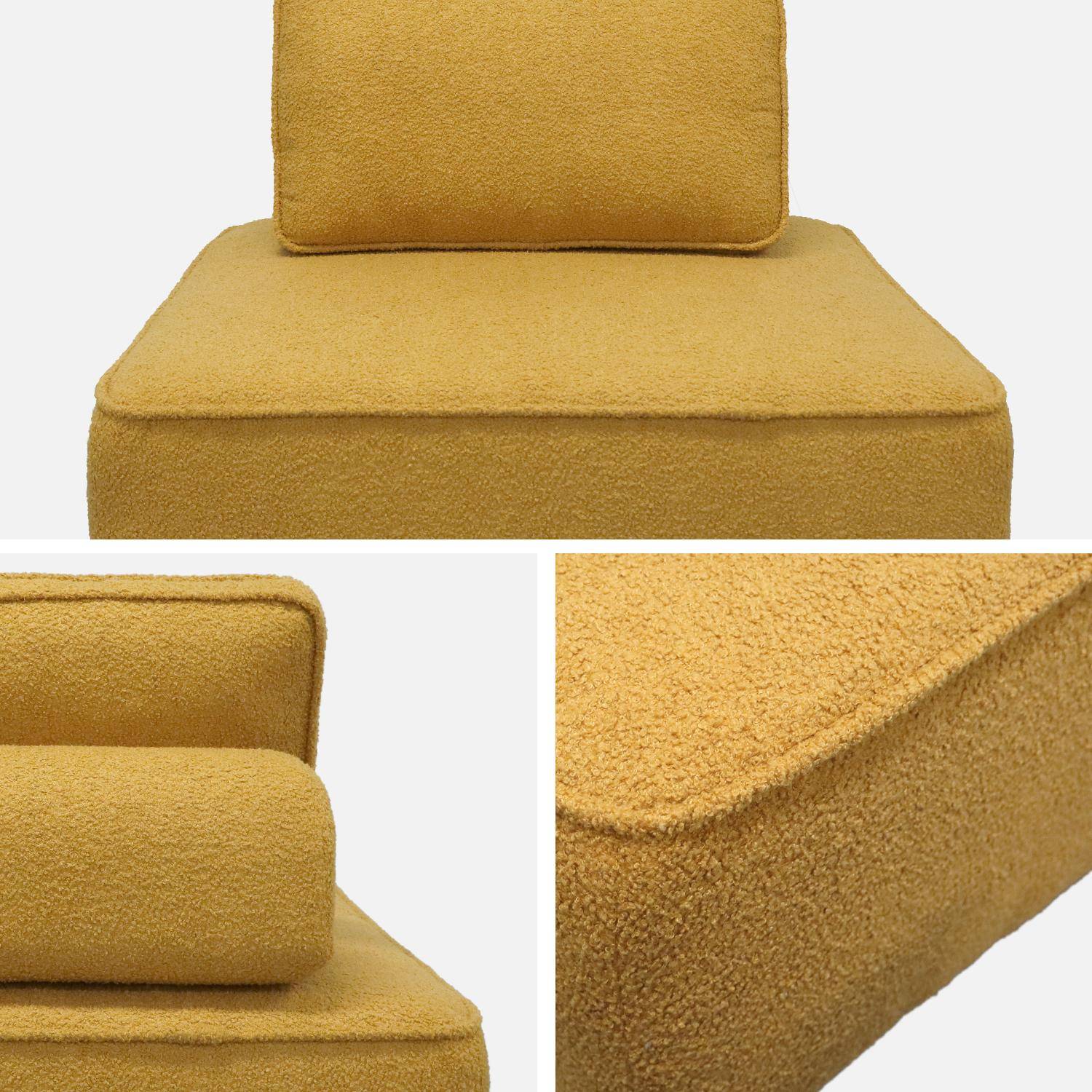 Lot de 3 chauffeuses pour canapé modulable tissu bouclette moutarde 1 place Bao, L 90 x P 90 x H 74cm,sweeek,Photo6