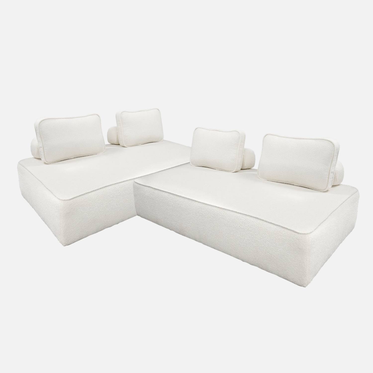 Sillón para sofá modular borreguito 2 plazas, set de 2, Crema