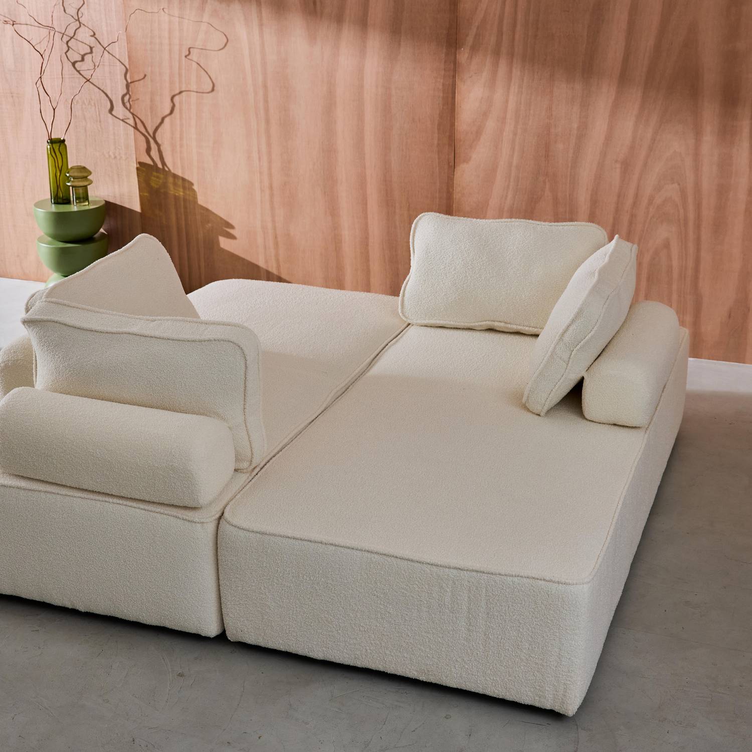 Sofá modular em tecido boucle de 4 lugares, Bao, Creme, 180x90x74 cm Photo4 Sofá modular em tecido boucle de 4 lugares, Bao, Creme, 180x90x74 cm Photo4