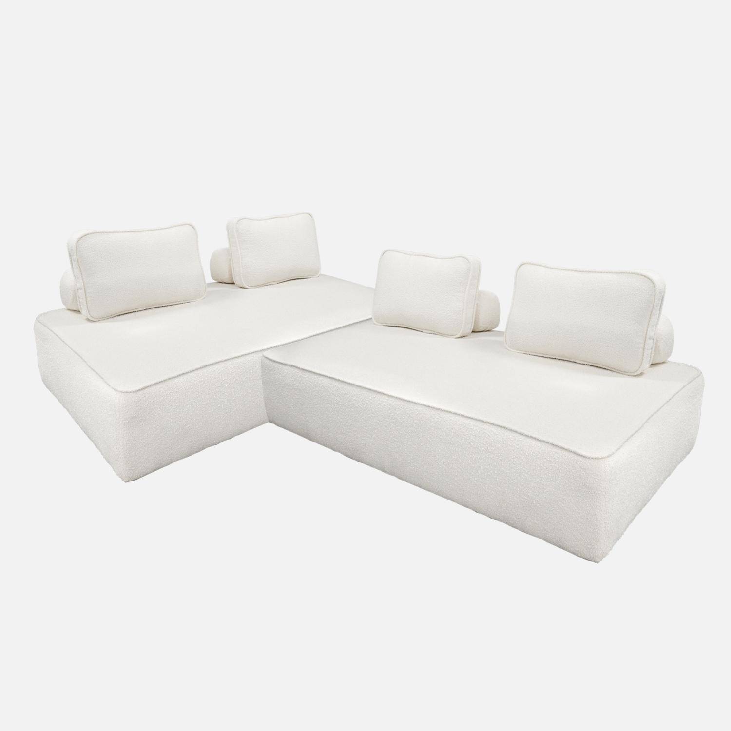 Sillón para sofá modular borreguito 2 plazas, set de 2, Bao, Crema, 180x90x74 cm Photo1