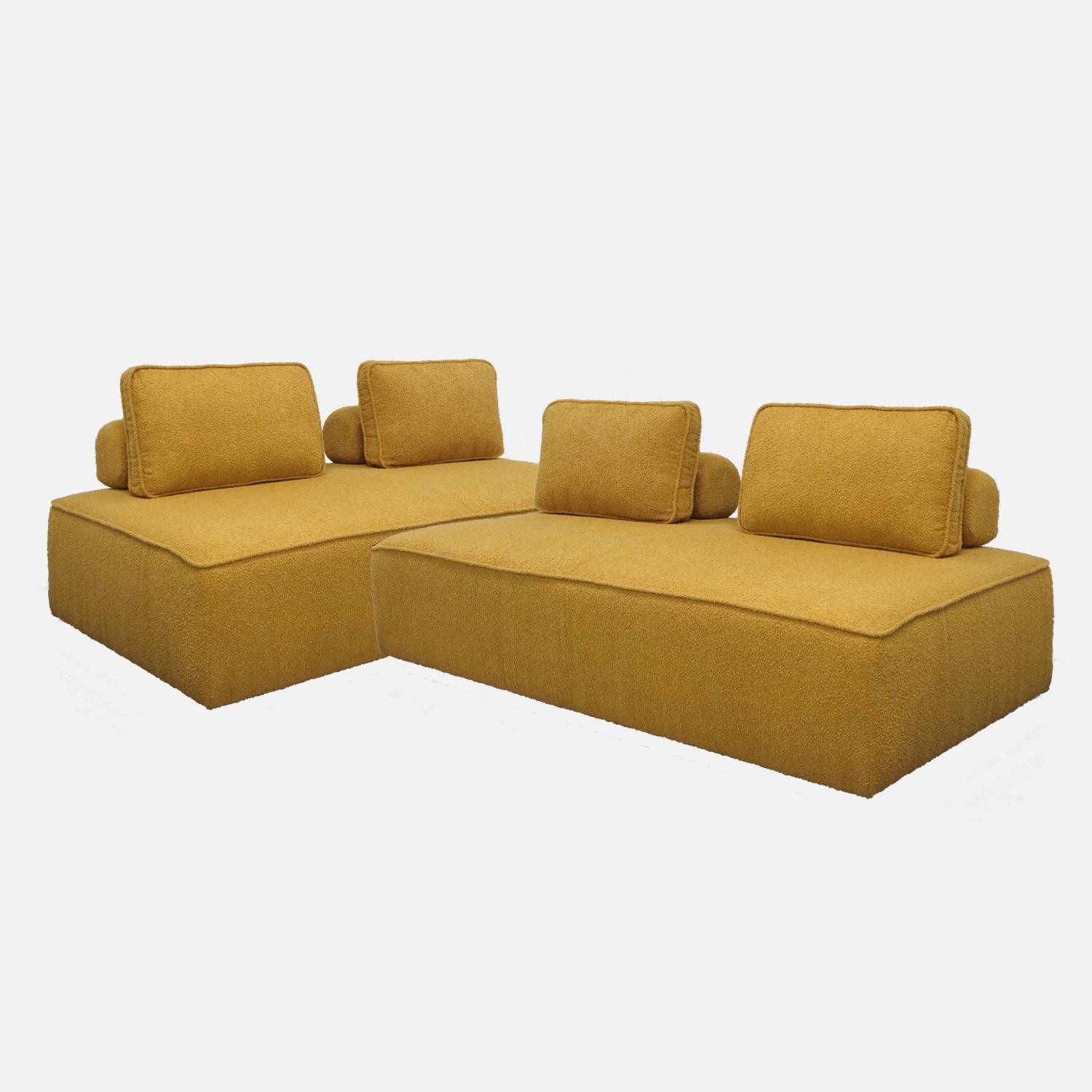 Sillón para sofá modular borreguito 2 plazas, set de 2, Mostaza