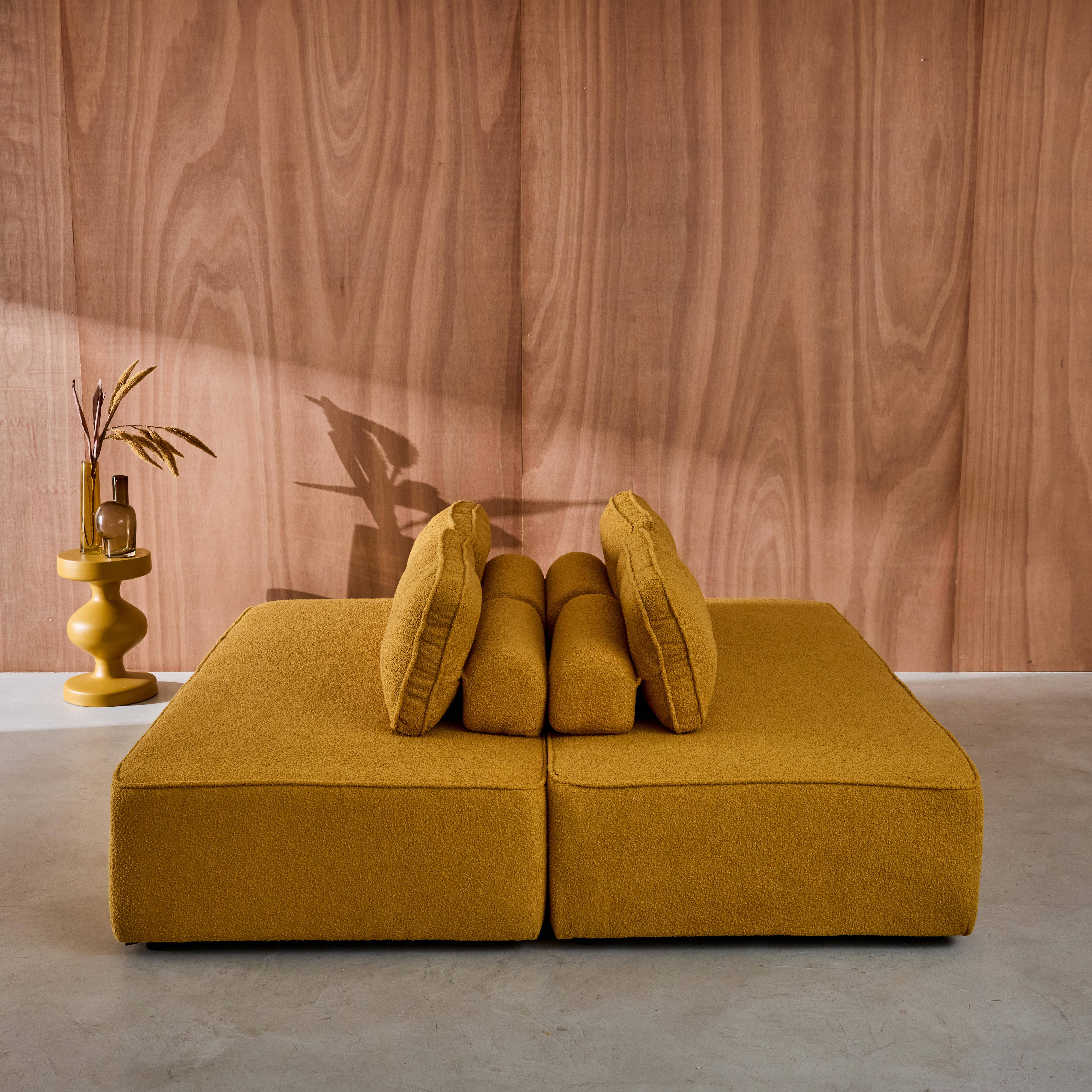 Sofá modular em tecido boucle de 4 lugares, Bao, Mostarda, 180x90x74 cm Photo2