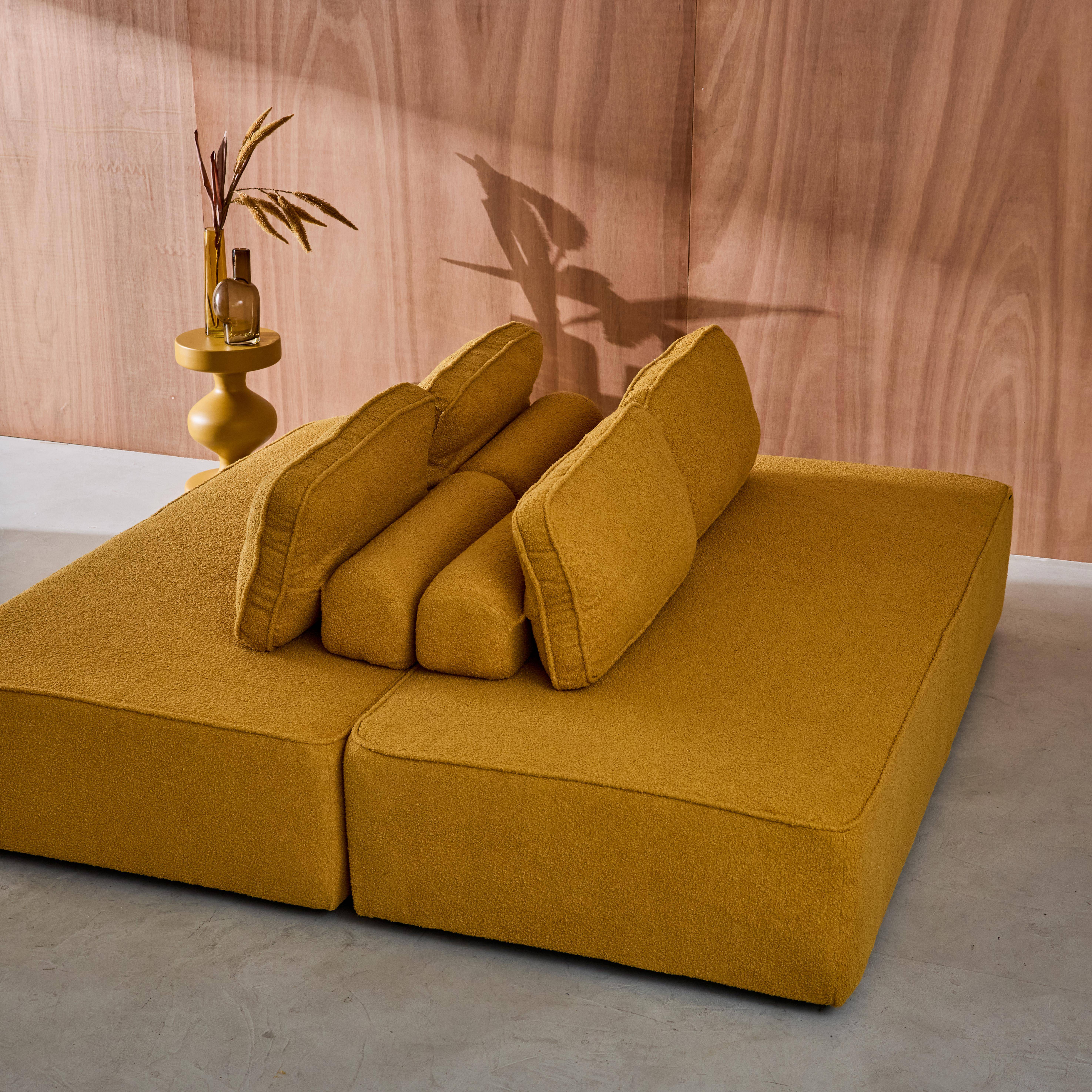 Sofá modular em tecido boucle de 4 lugares, Bao, Mostarda, 180x90x74 cm Photo3