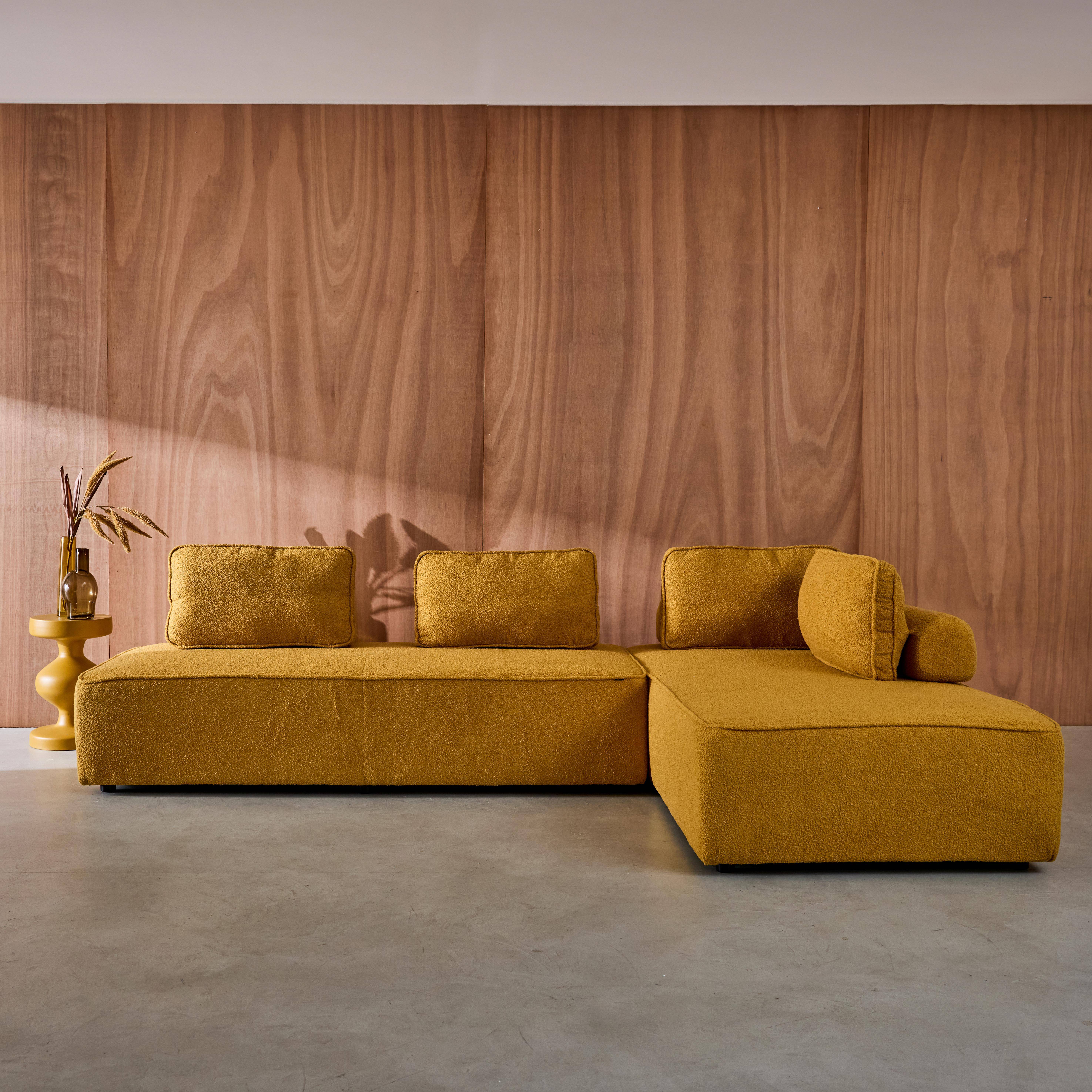 Sofá modular em tecido boucle de 4 lugares, Bao, Mostarda, 180x90x74 cm Photo6