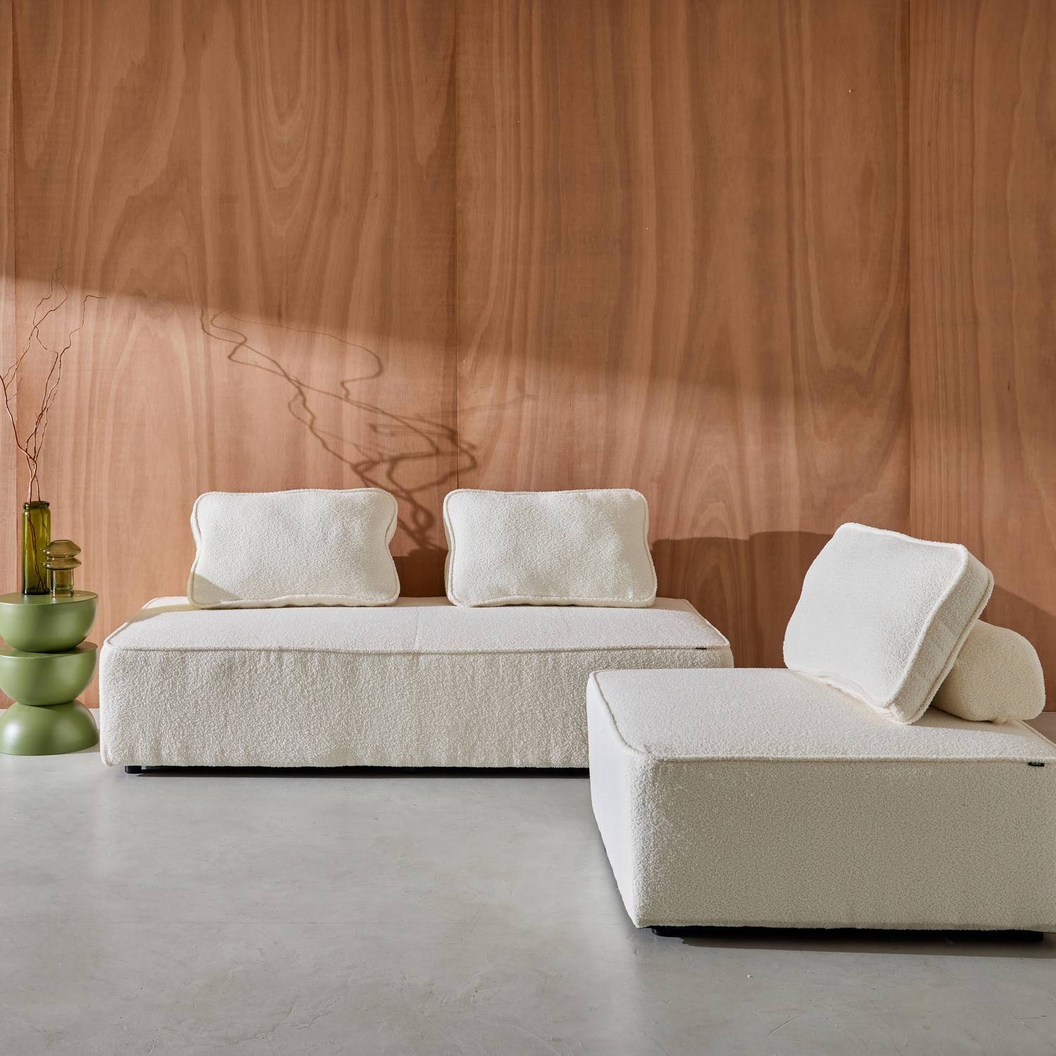 Sofá modular en tejido borreguito, 3 plazas, Bao, Crema, 180x90x74 cm Photo2 Sofá modular en tejido borreguito, 3 plazas, Bao, Crema, 180x90x74 cm Photo2