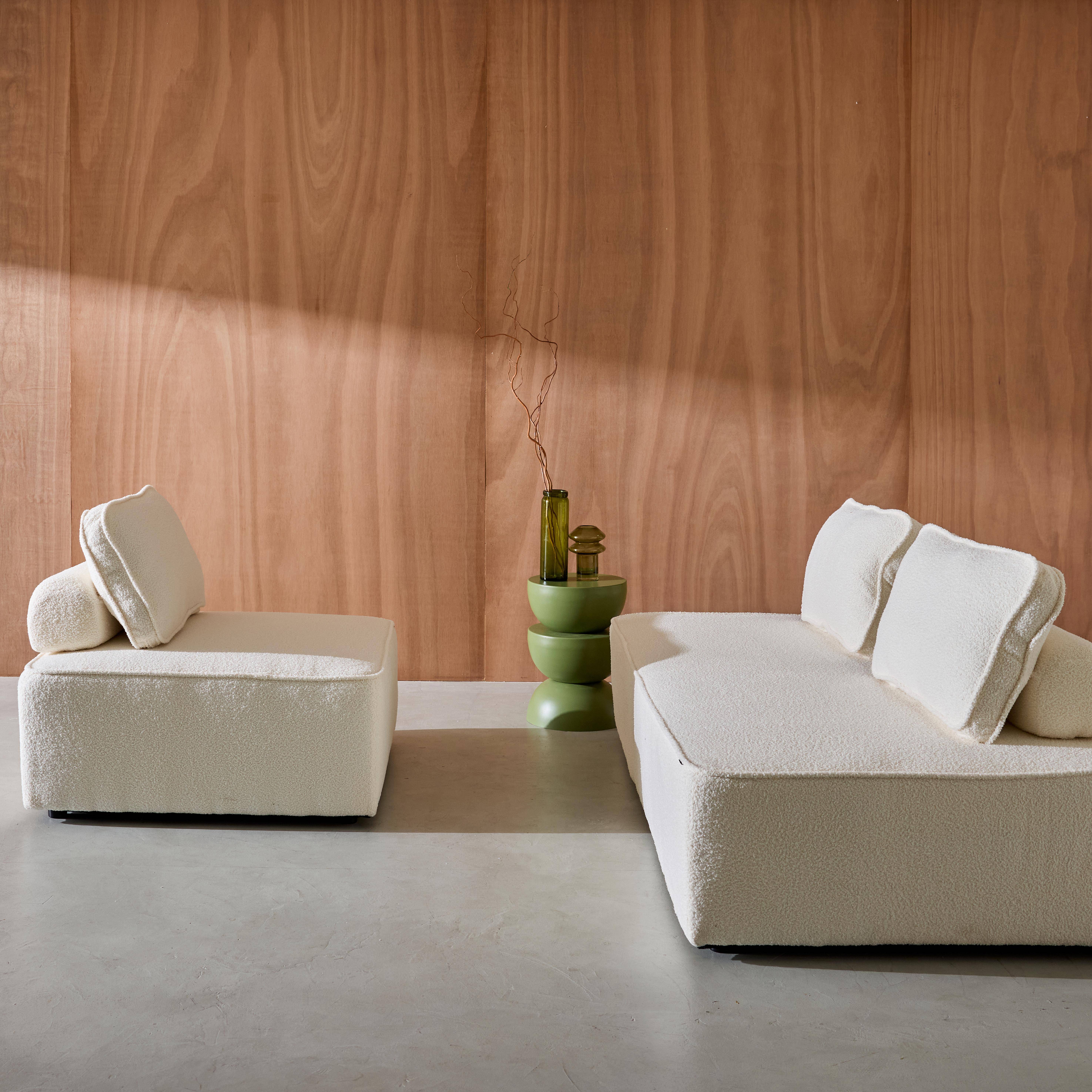 Sofá modular en tejido borreguito, 3 plazas, Bao, Crema, 180x90x74 cm,sweeek,Photo4