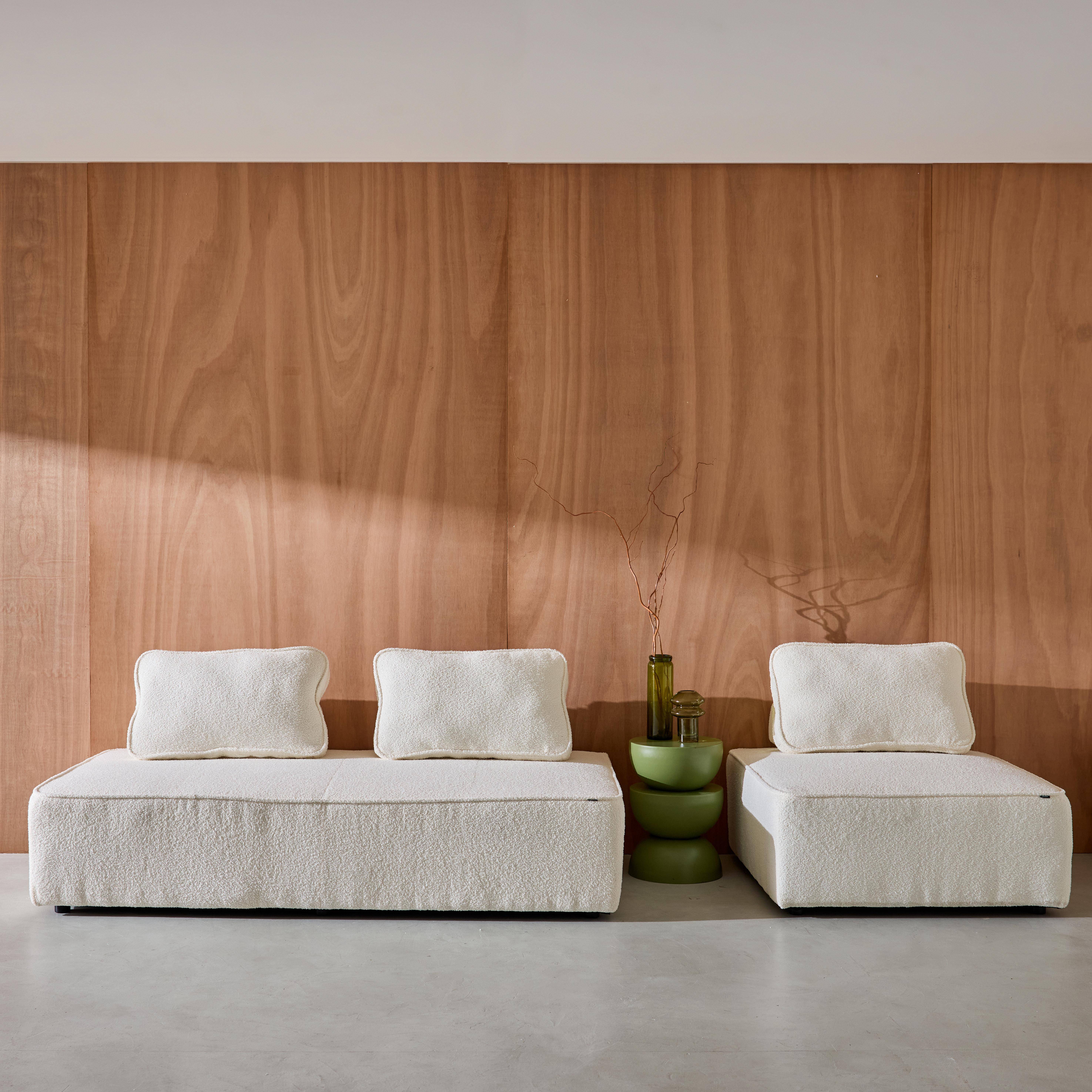 Sofá modular en tejido borreguito, 3 plazas, Bao, Crema, 180x90x74 cm,sweeek,Photo3