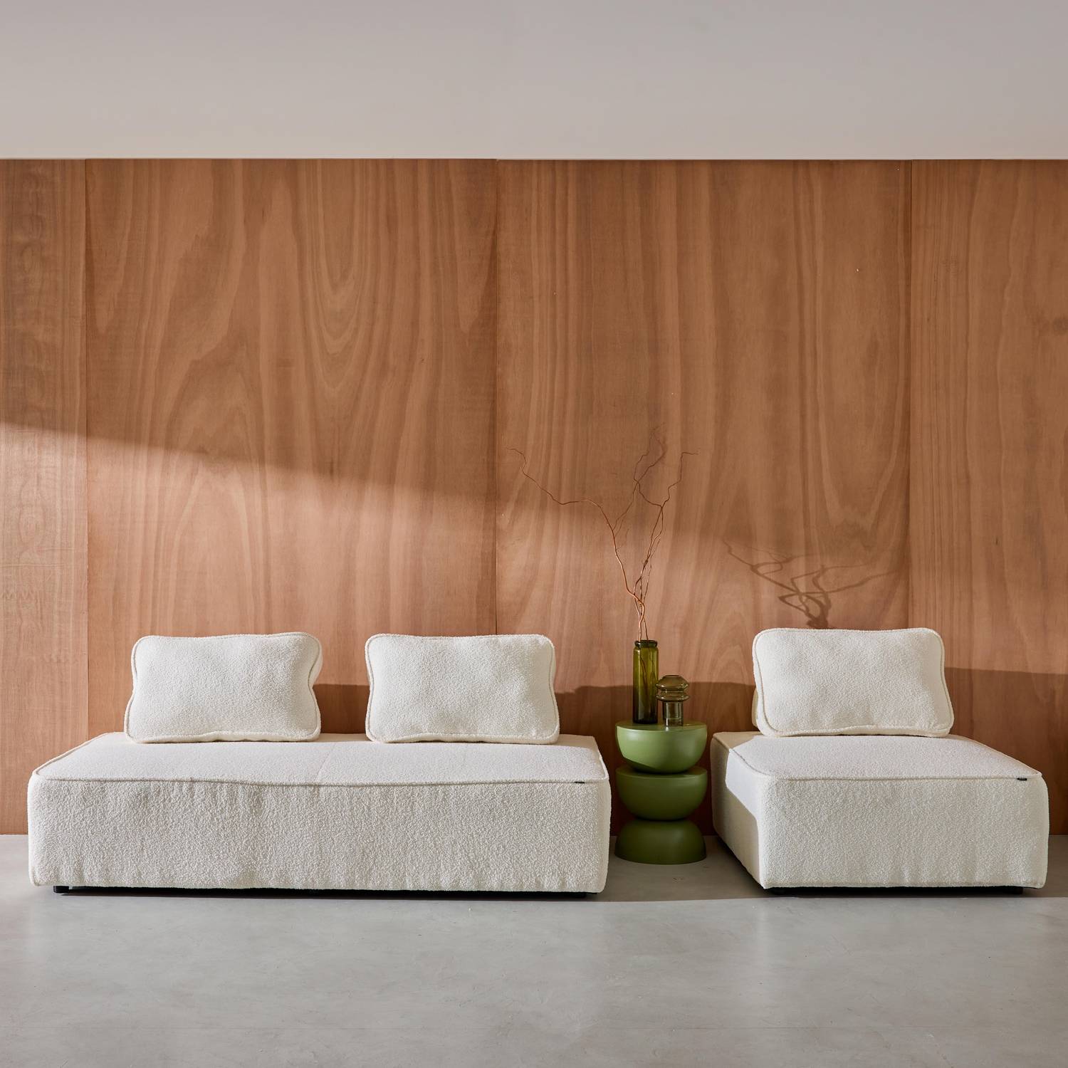 Sofá modular en tejido borreguito, 3 plazas, Bao, Crema, 180x90x74 cm Photo3 Sofá modular en tejido borreguito, 3 plazas, Bao, Crema, 180x90x74 cm Photo3