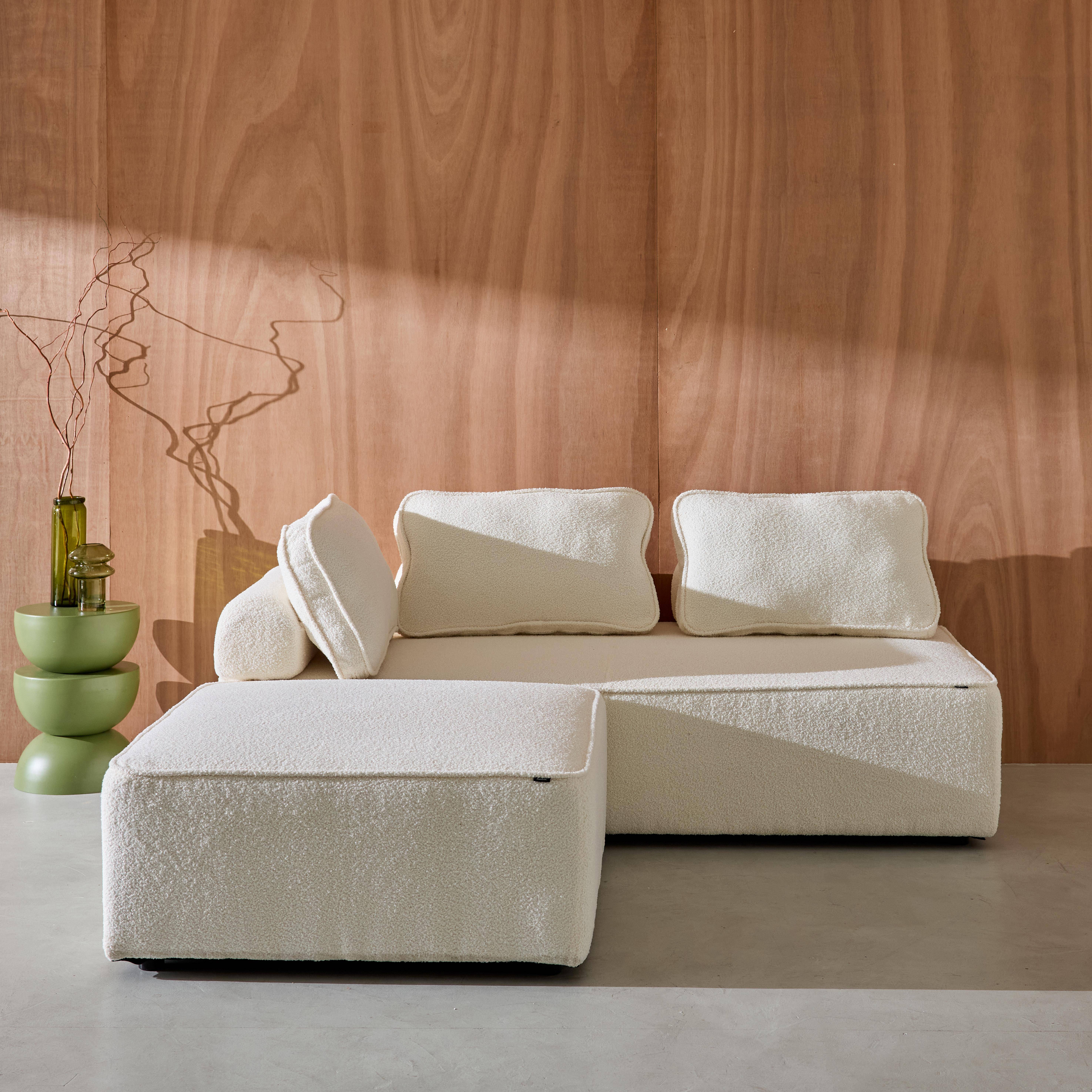 Sofá modular en tejido borreguito, 3 plazas, Bao, Crema, 180x90x74 cm,sweeek,Photo1