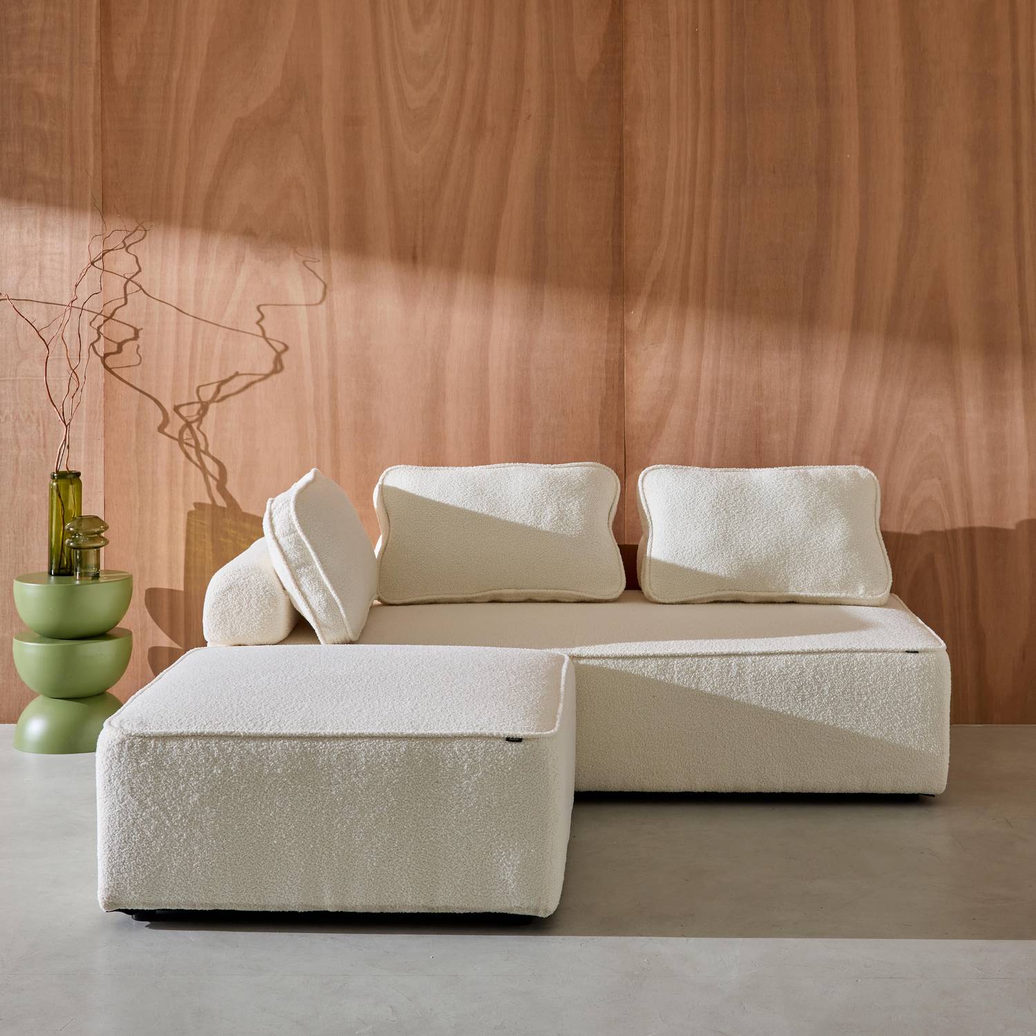 Sofá modular en tejido borreguito, 3 plazas, Bao, Crema, 180x90x74 cm Photo1 Sofá modular en tejido borreguito, 3 plazas, Bao, Crema, 180x90x74 cm Photo1