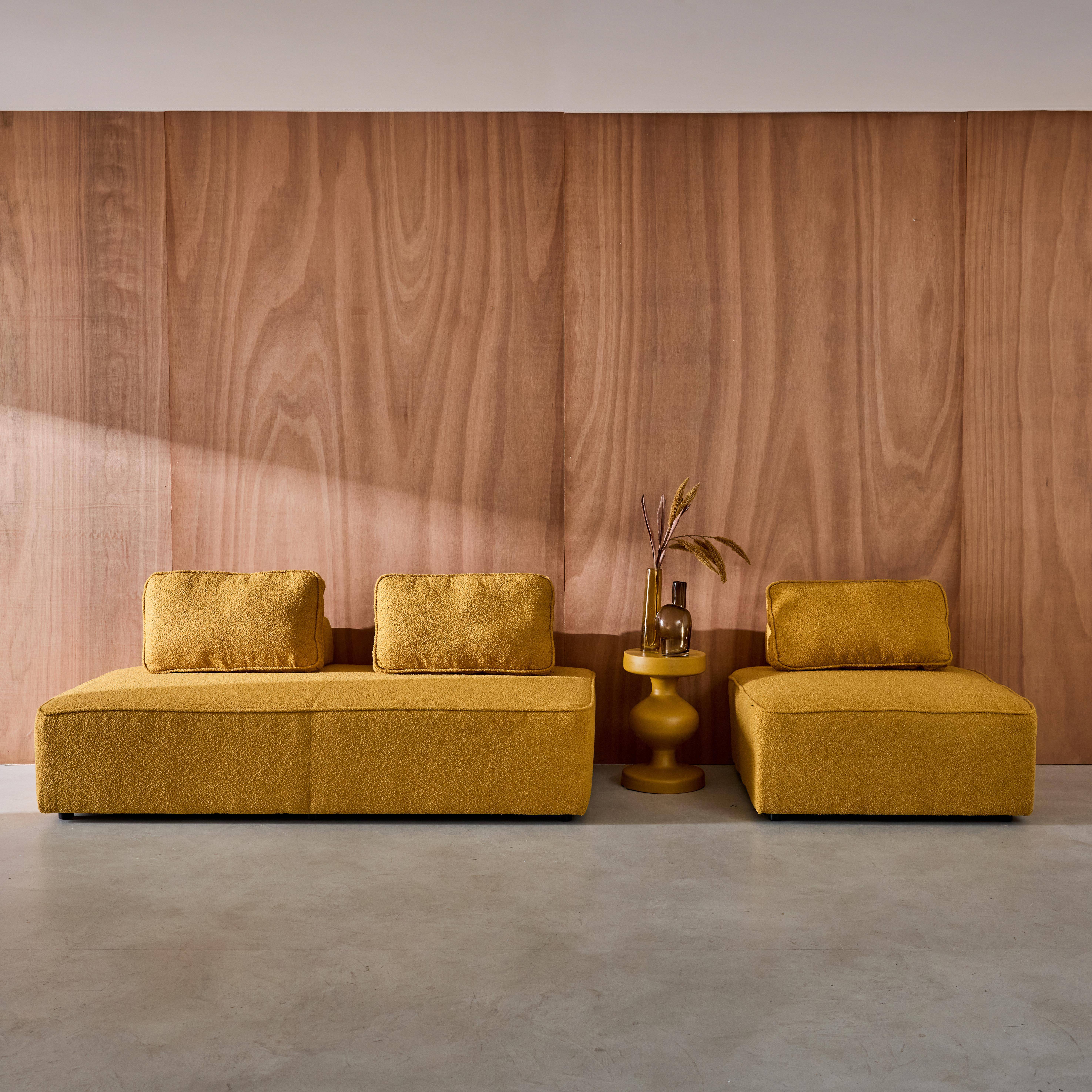 Sofá modular en tejido borreguito, 3 plazas, Bao, Mostaza, 180x90x74 cm,sweeek,Photo3