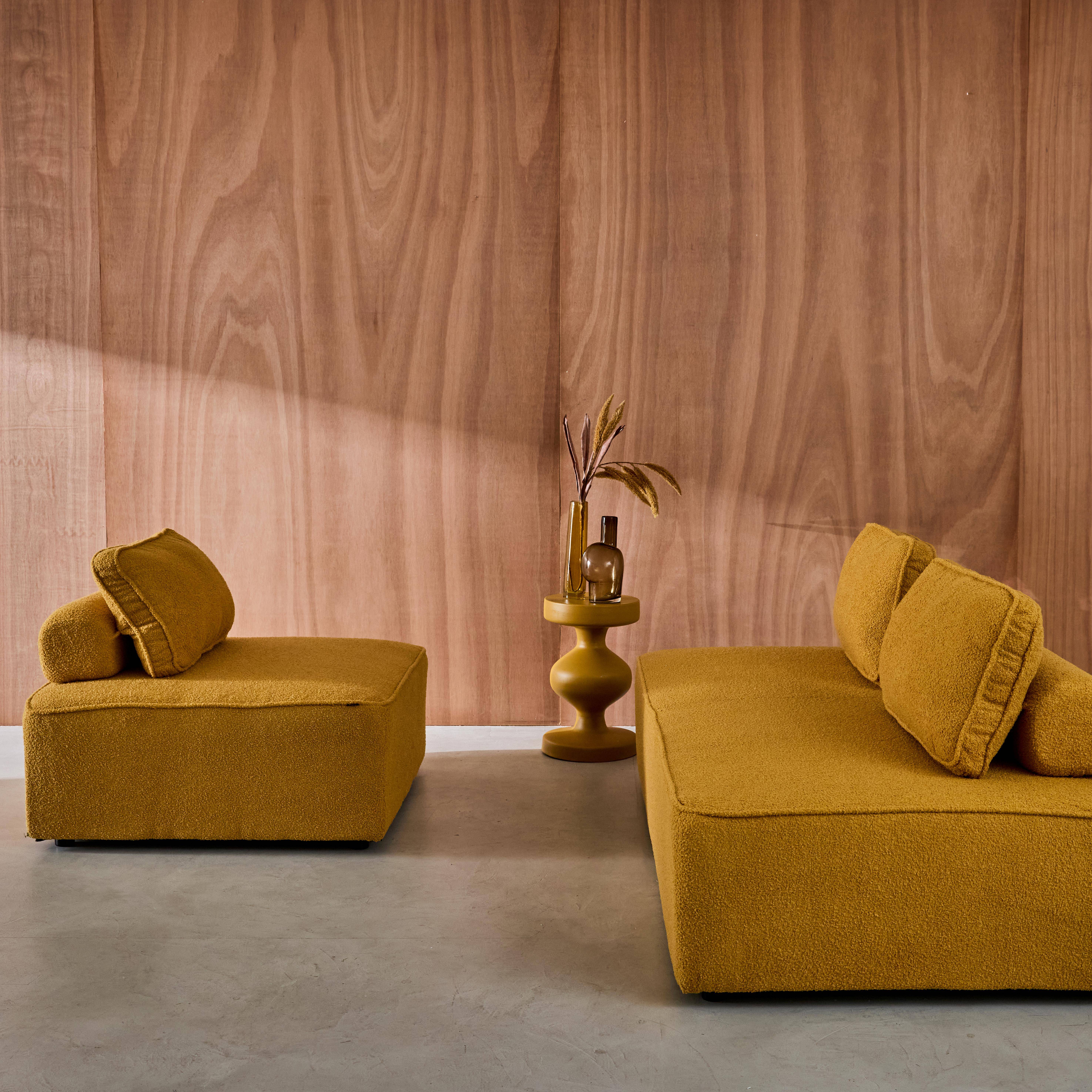 Sofá modular en tejido borreguito, 3 plazas, Bao, Mostaza, 180x90x74 cm,sweeek,Photo4