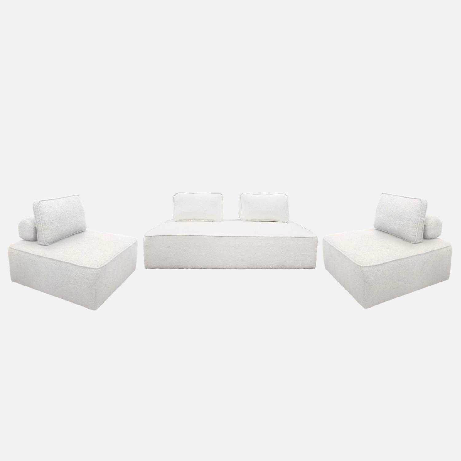 Conjunto de sillones para sofá modular de 4 plazas bucle, Crema