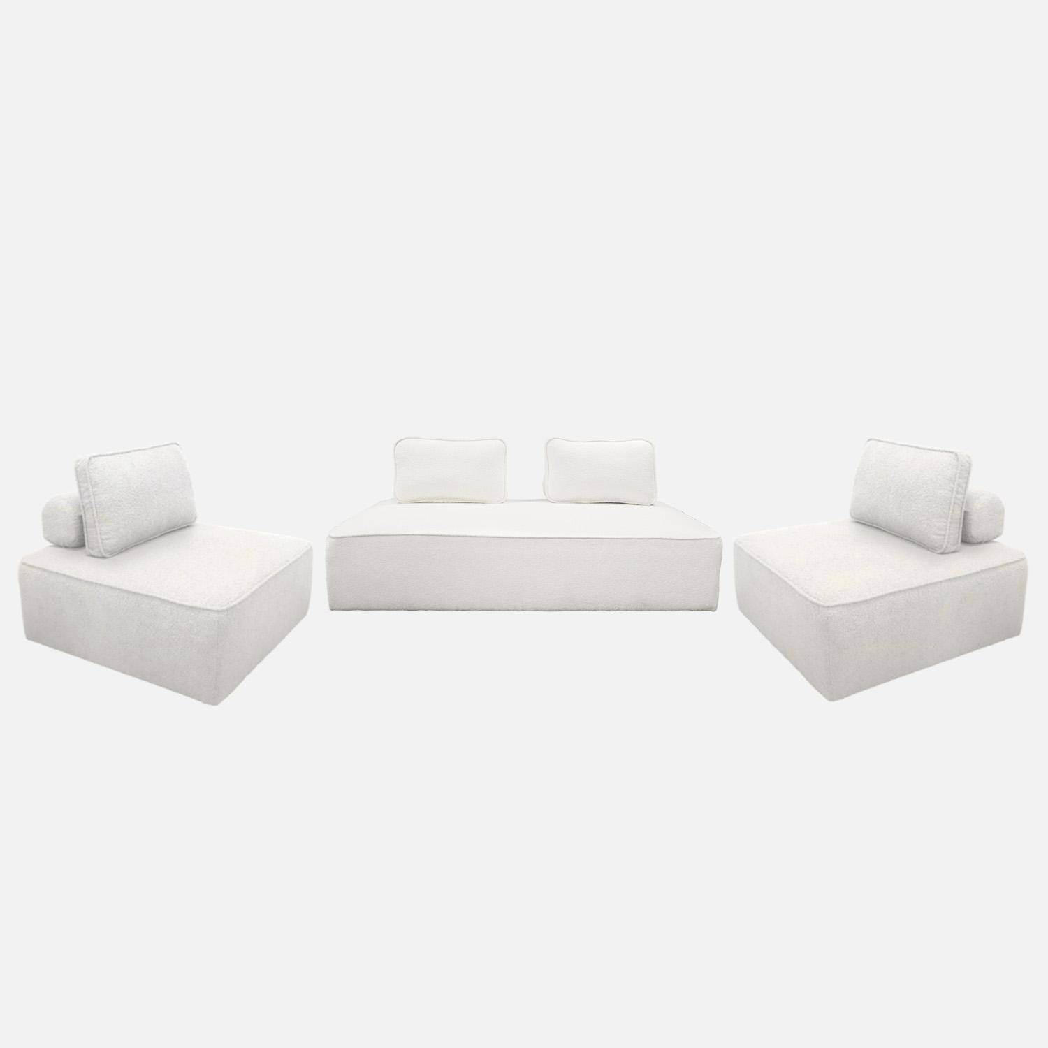 Conjunto de sillones para sofá modular de 4 plazas bucle, Bao, Crema, 180x90x74 cm Photo1