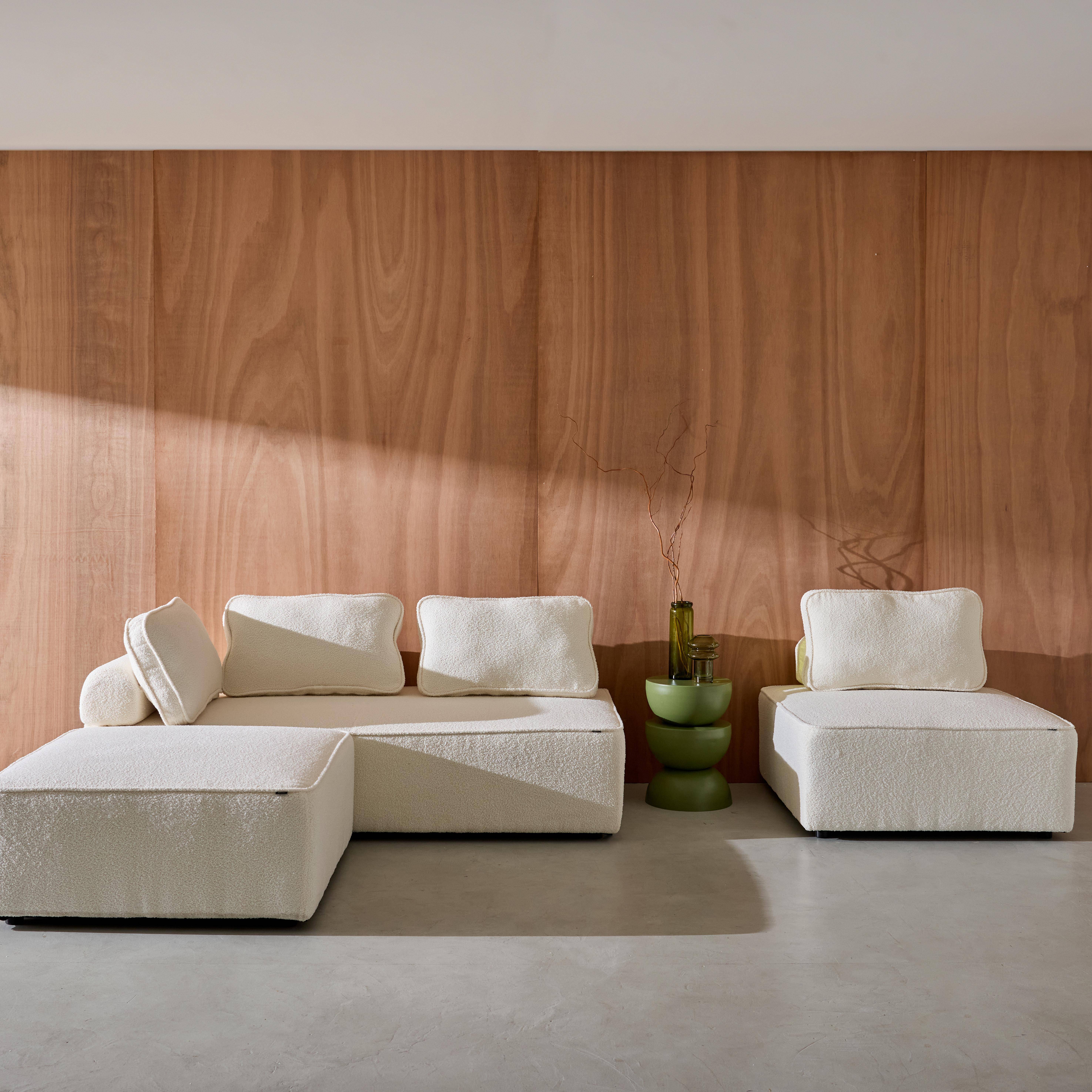 Sofá modular em tecido boucle de 3 lugares, Bao, Creme, 180x90x74 cm Photo5