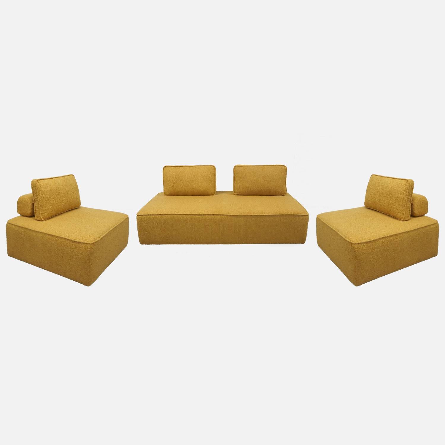 Set de sillones para sofá modular de 4 plazas en borreguito, Mostaza