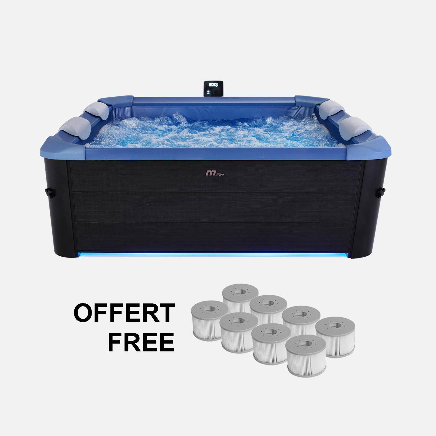 Spa rigide 6 places hydromassages, 4 coussins + 8 filtres + bâche incluse, OSLO SAPPHIRE, L 160 x P 160 x H 65 cm,sweeek,Photo2