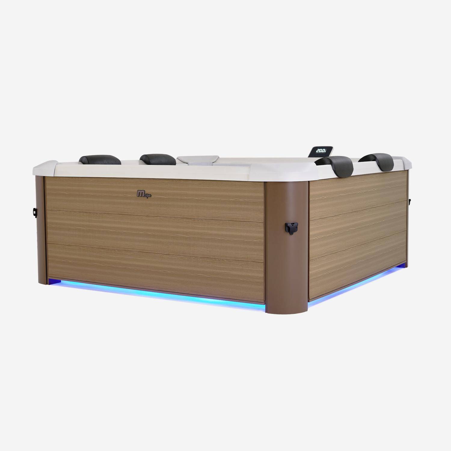 Spa rigide 6 places hydromassages, 4 coussins + 6 filtres, OSLO AMBER, beige, L 160 x P 160 x H 65 cm Photo3