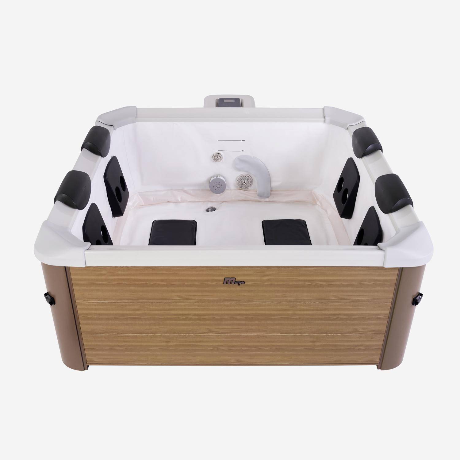Spa rigide 6 places hydromassages, 4 coussins + 6 filtres, OSLO AMBER, beige, L 160 x P 160 x H 65 cm Photo4